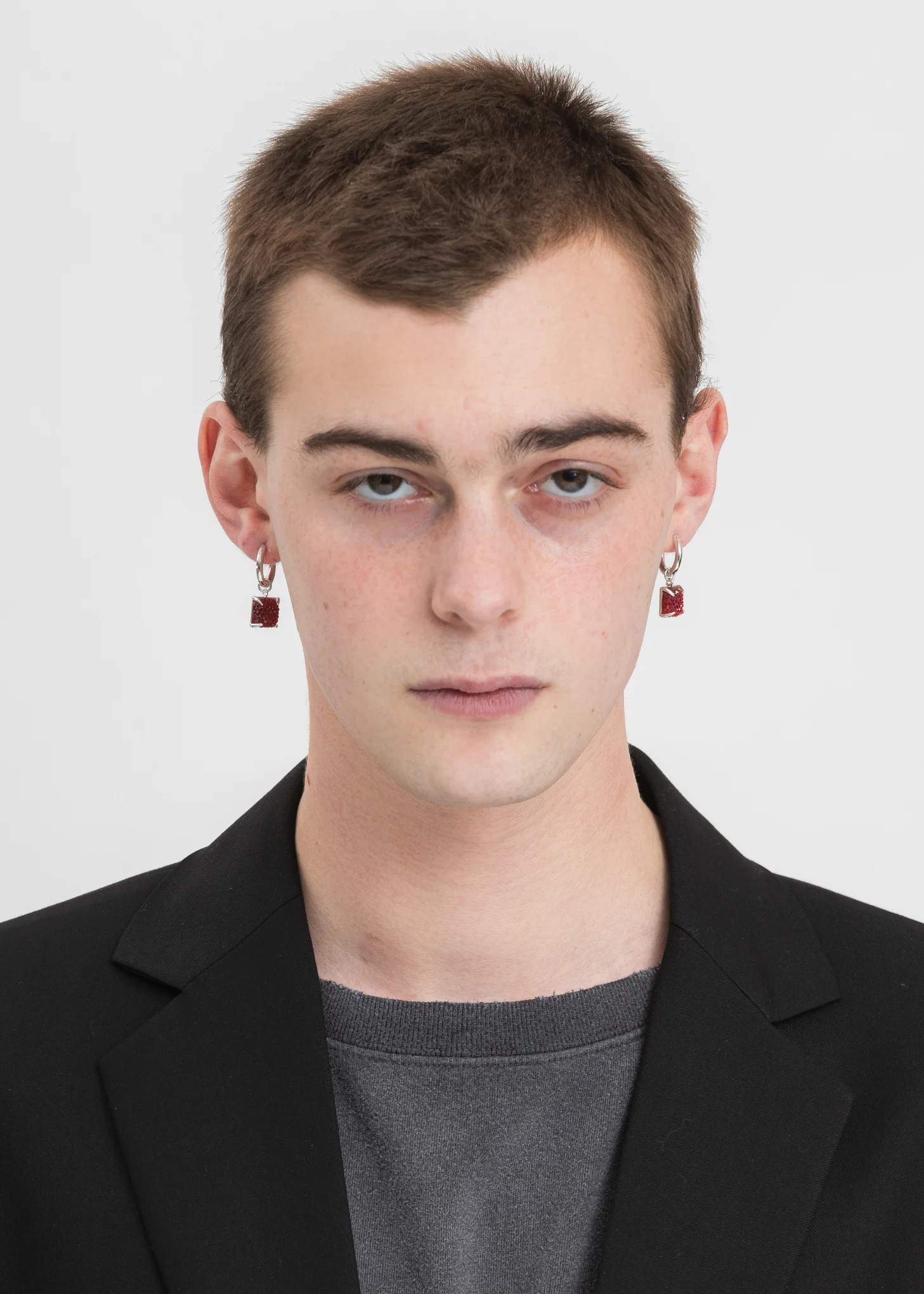 White Gold And Red Candy Earring- Pairs - Image 3