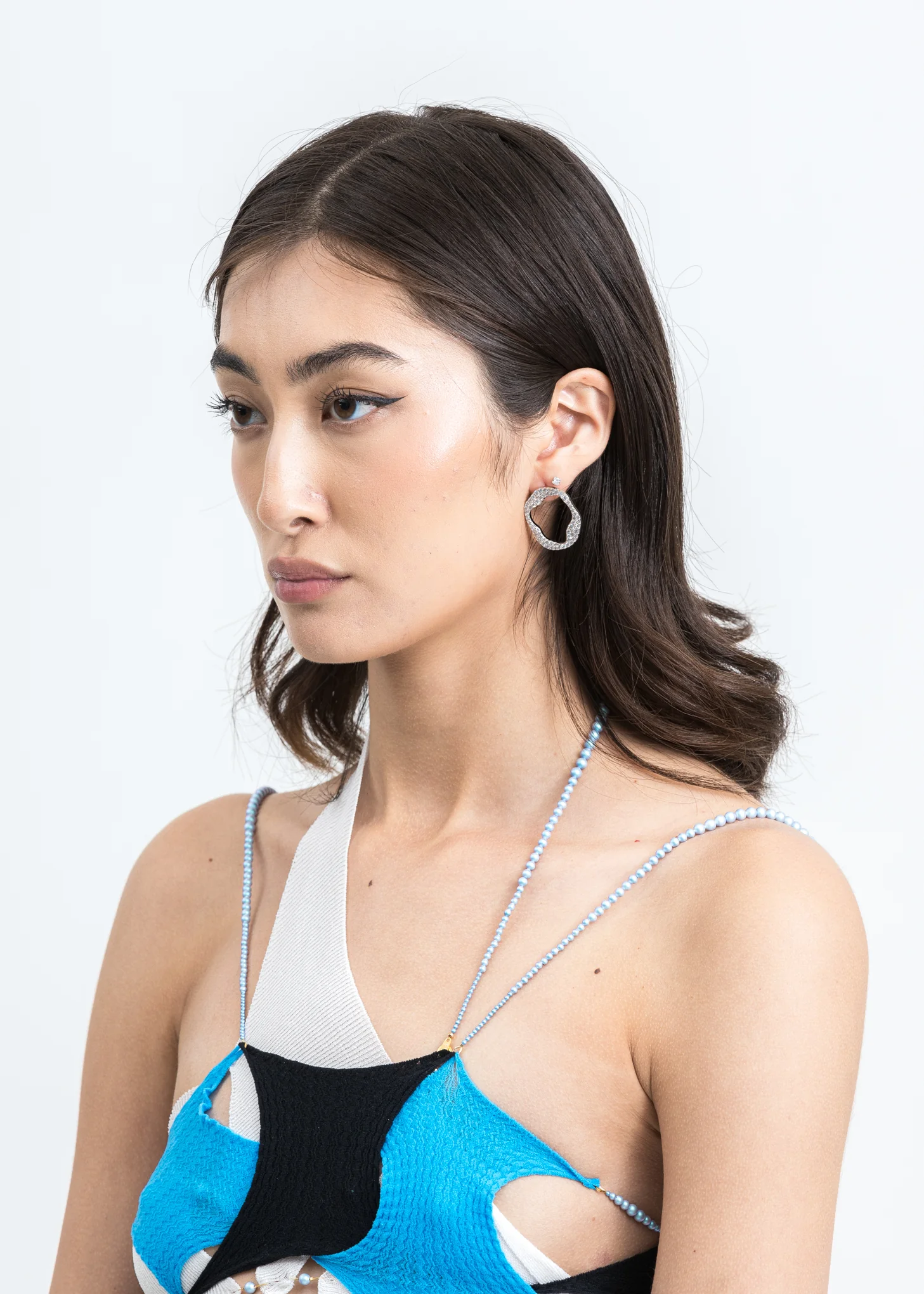 White Gold Cell Division B Earring - Image 3