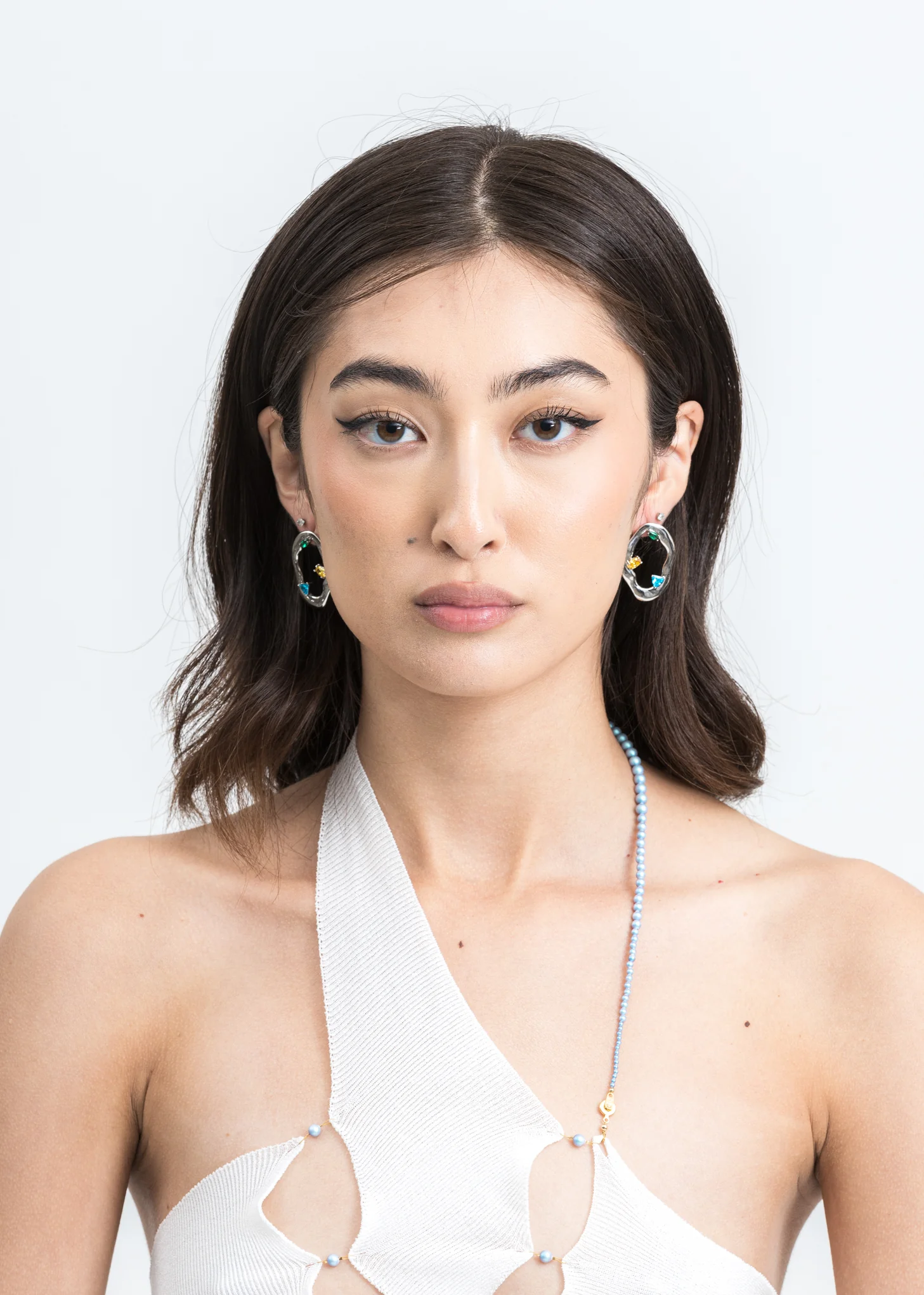 White Gold Colour Cell Division Earring - Image 2