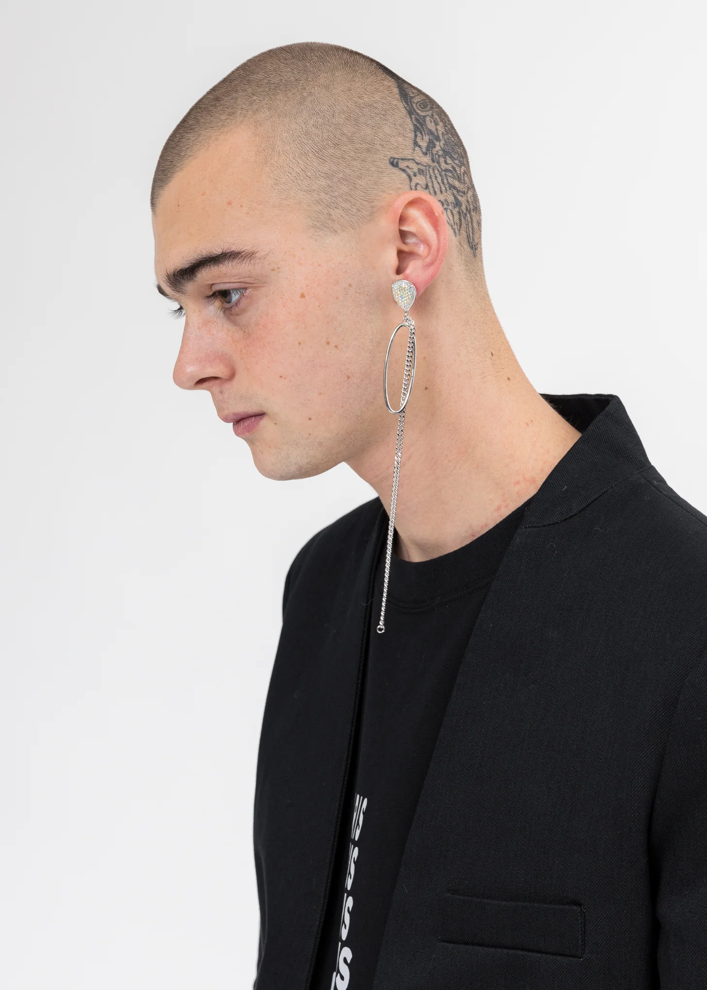 White Gold Drop And Chain Earring - Image 2