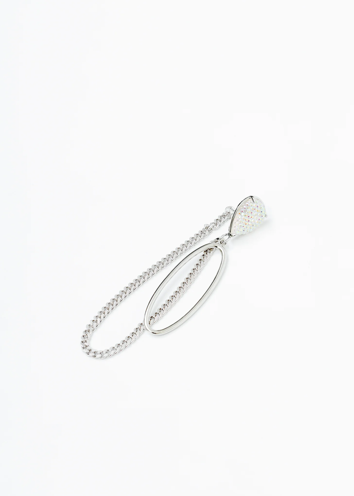 White Gold Drop And Chain Earring - Image 3