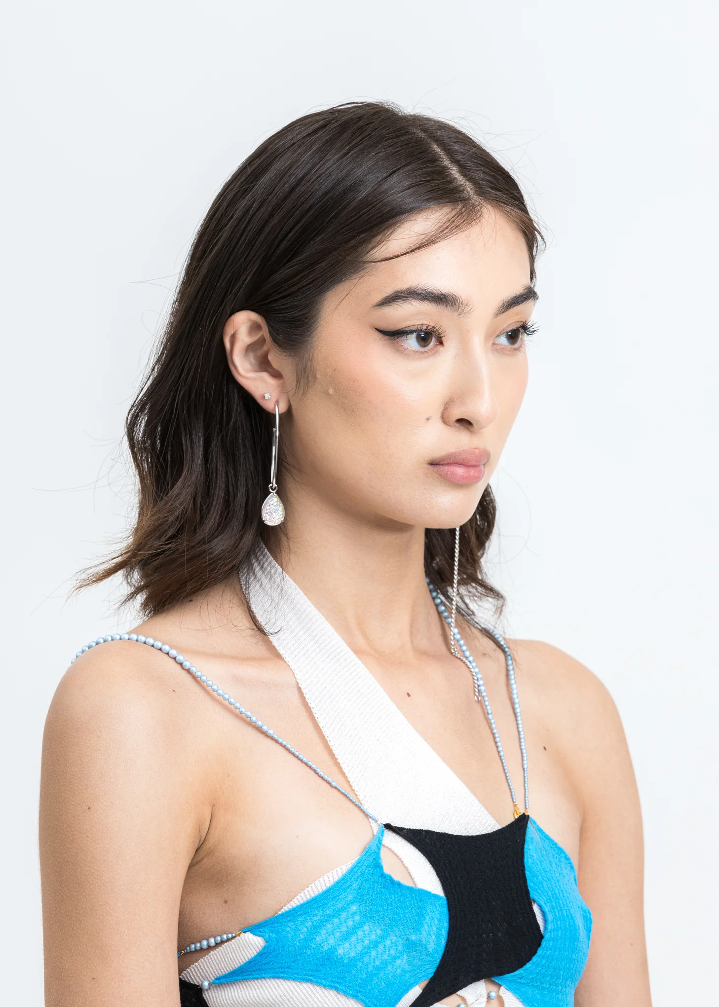 White Gold Drop Earring - Image 2
