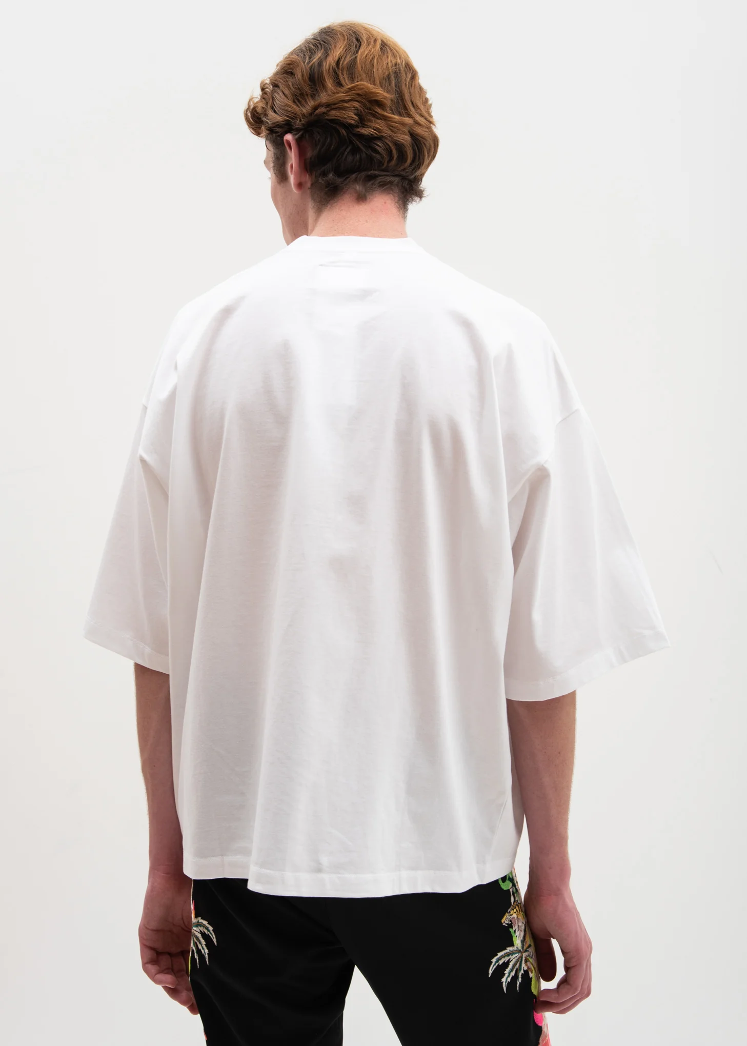 White Gradation Neon Embroidery T-Shirt - Image 3