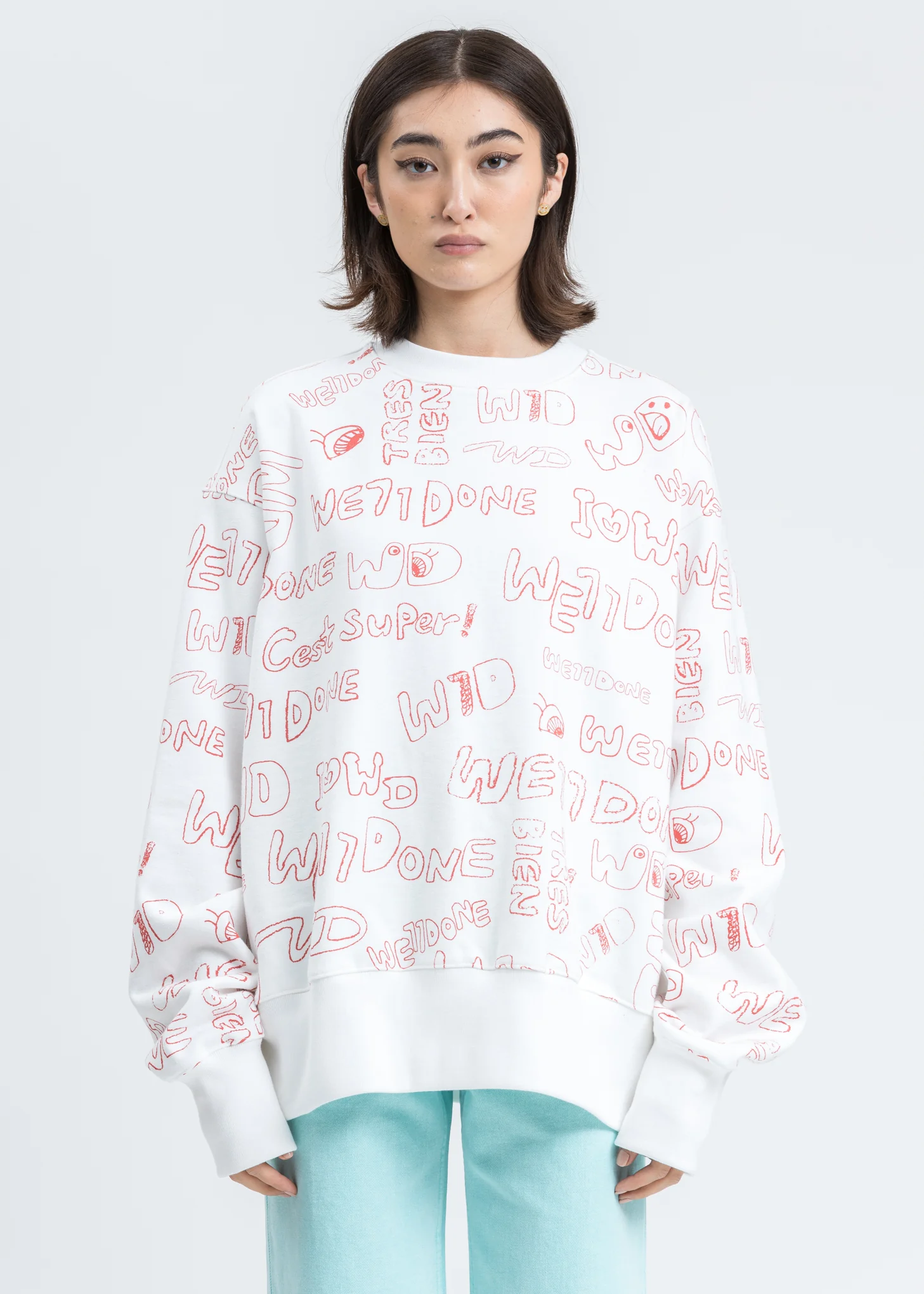 White Graffiti Graphic Sweatshirt