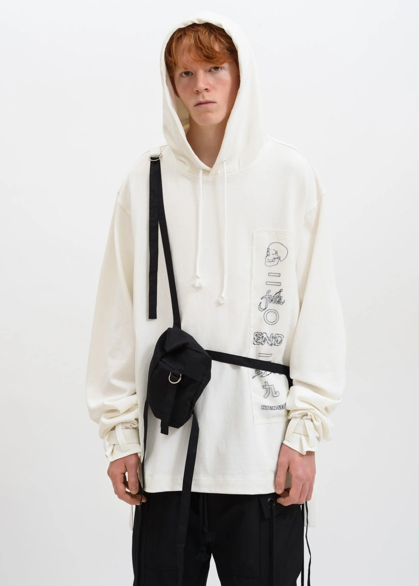 White Graphic Hoodie w/ Bag