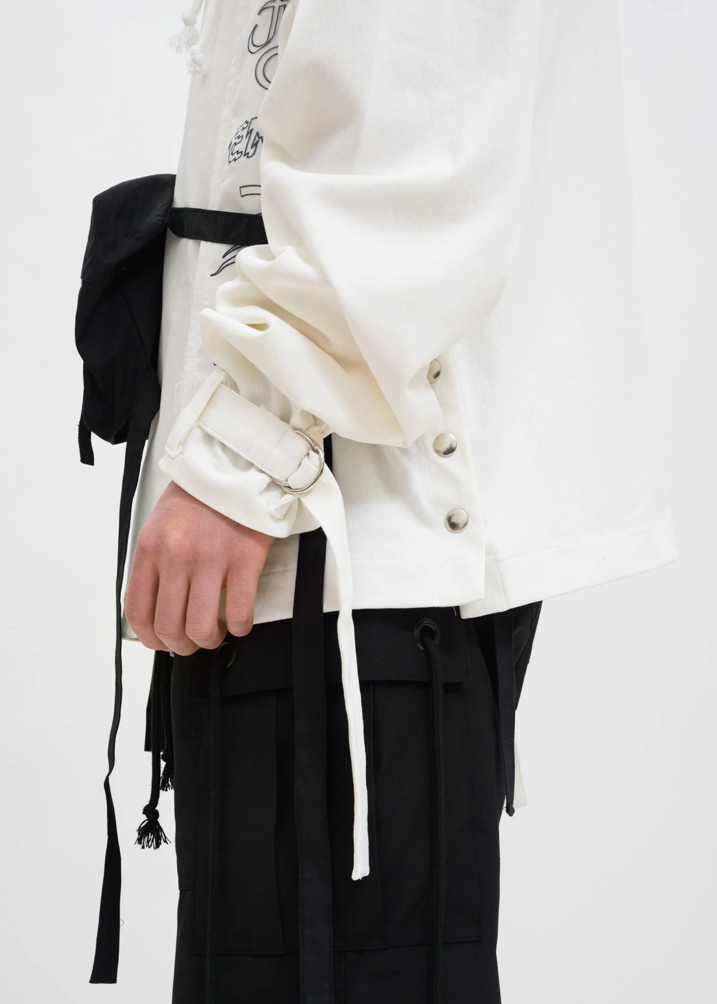 White Graphic Hoodie w/ Bag - Image 2