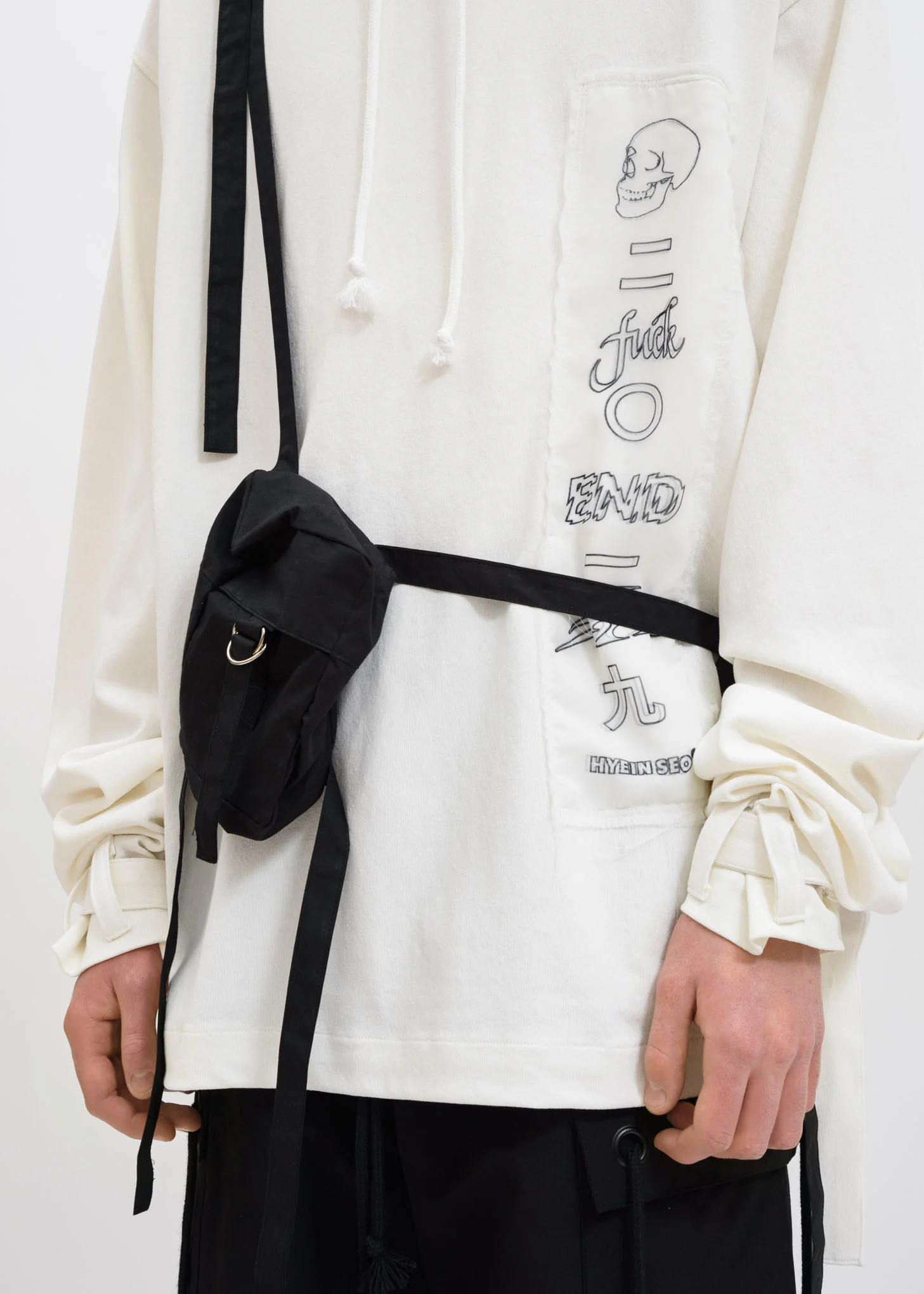 White Graphic Hoodie w/ Bag - Image 4