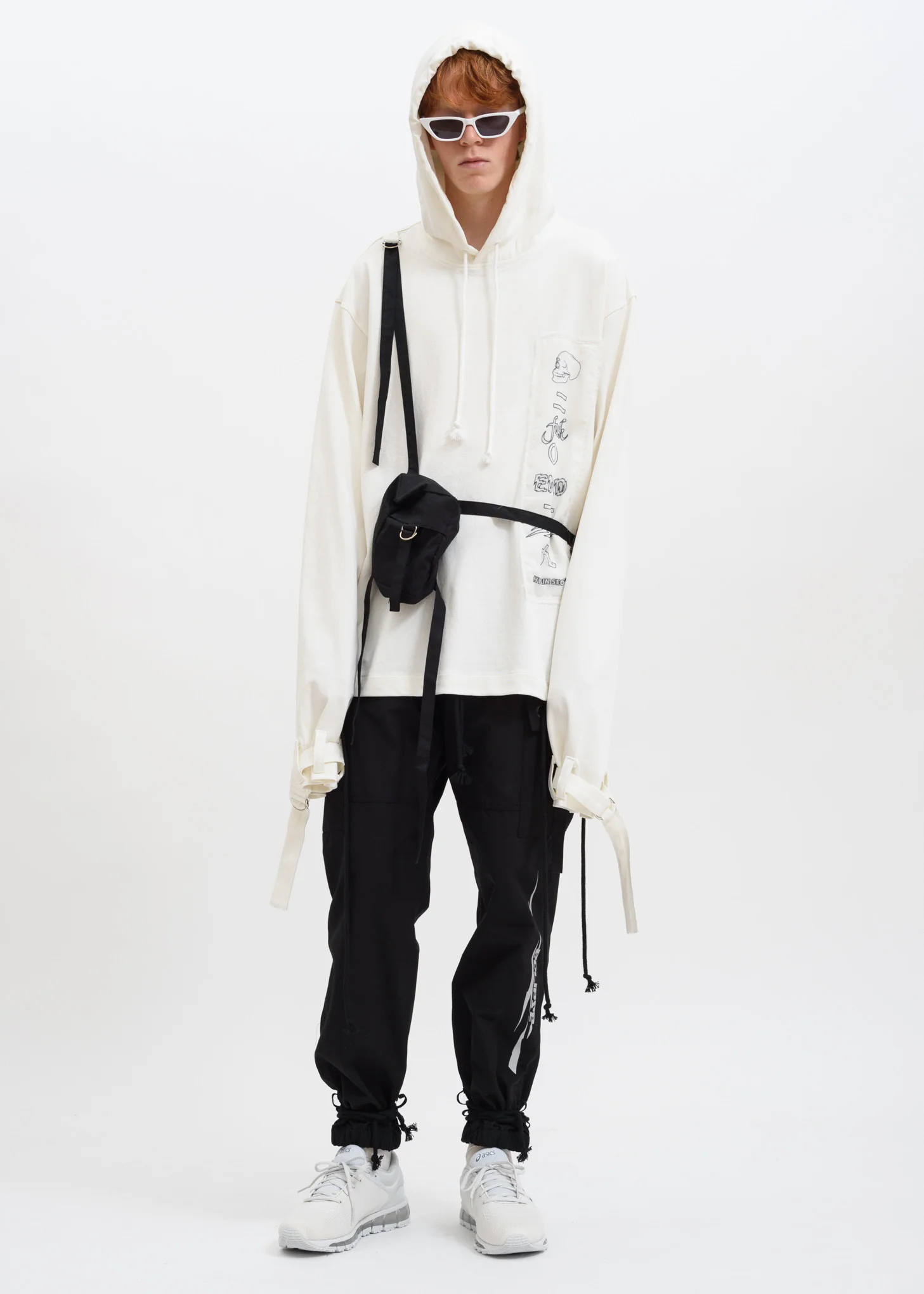 White Graphic Hoodie w/ Bag - Image 5