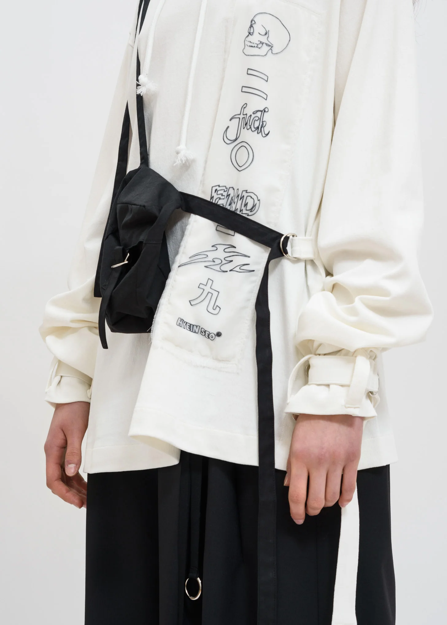 White Graphic Hoodie w/ Bag - Image 2