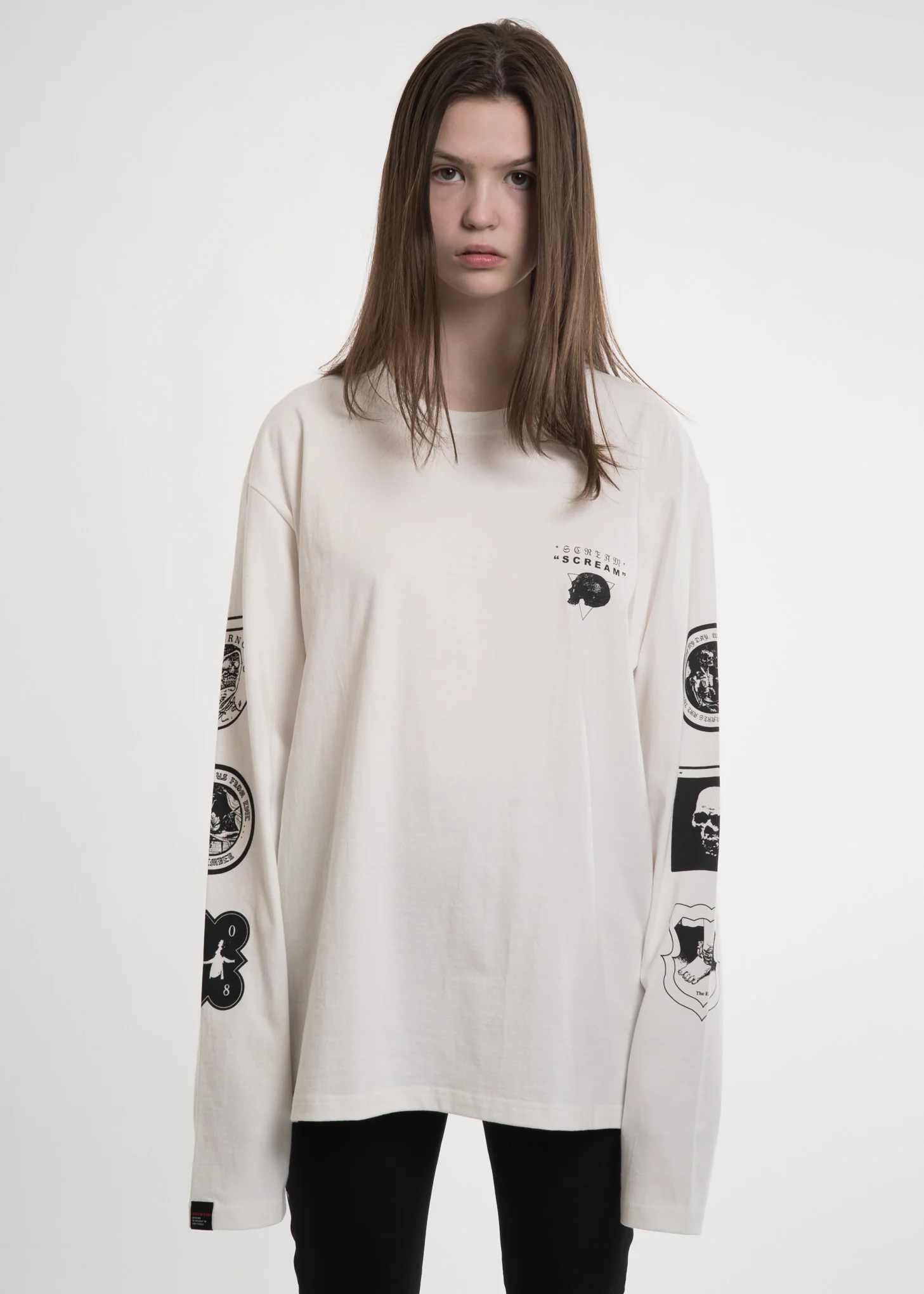 White Graphic L/S T-Shirt