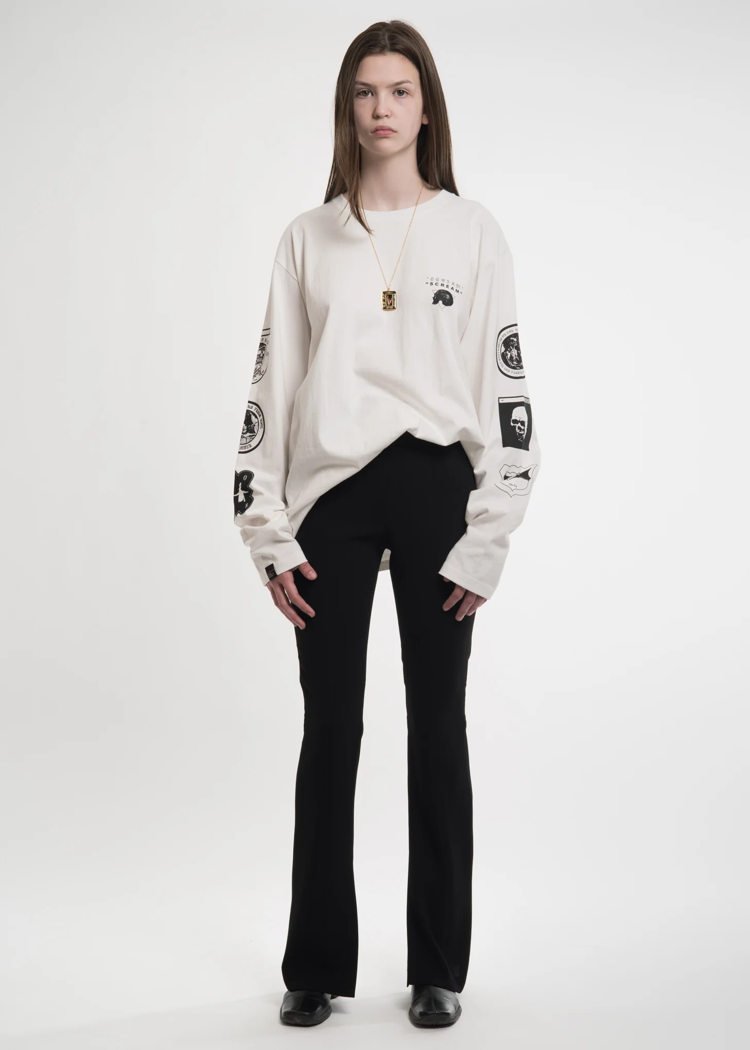 White Graphic L/S T-Shirt - Image 3