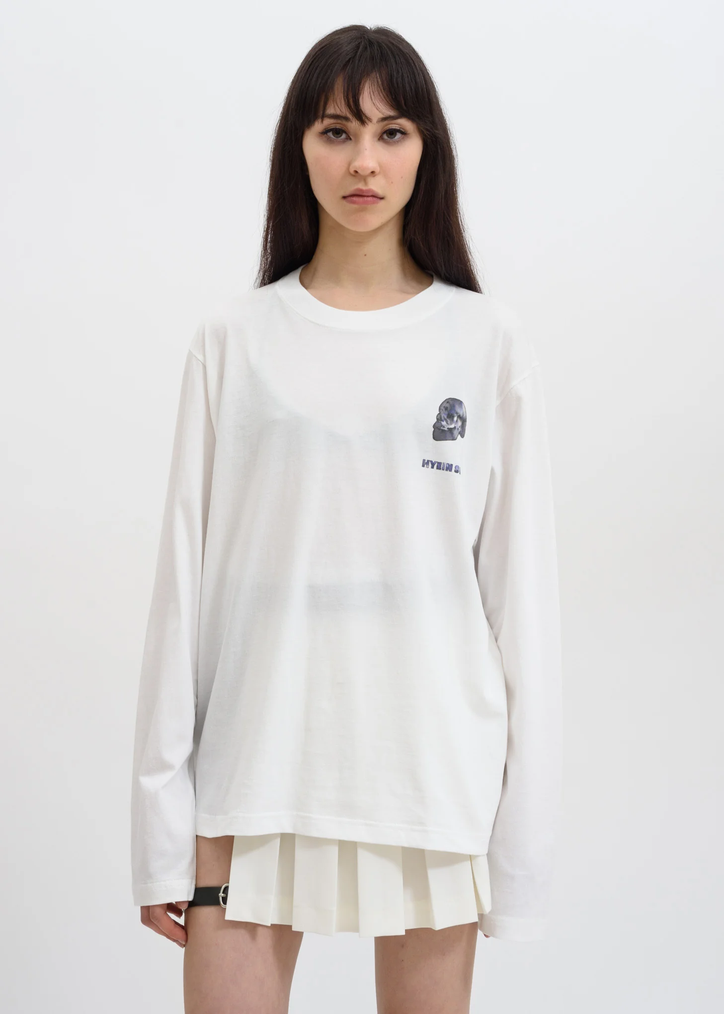 White Graphic Long Sleeve Top
