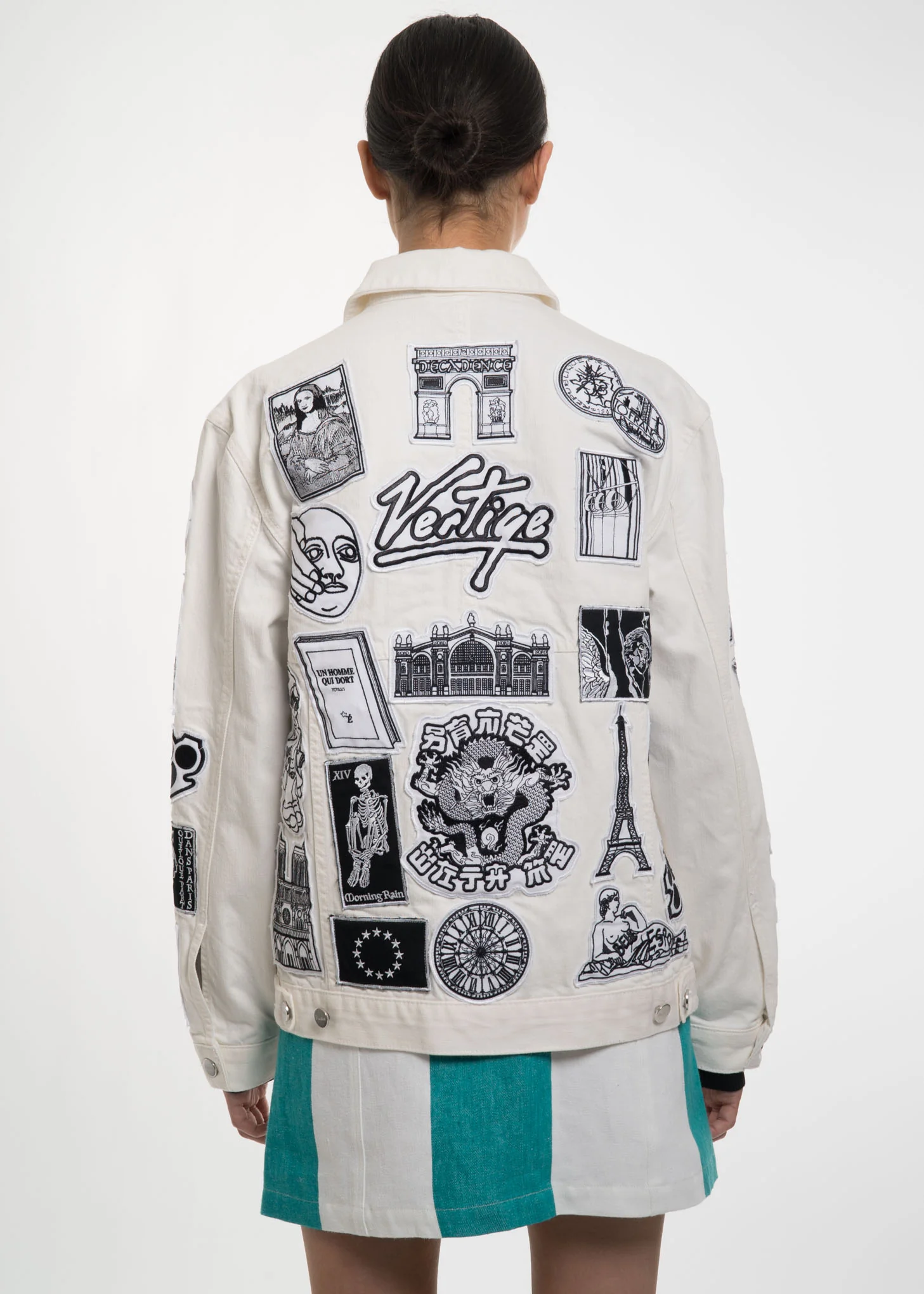 White Guest Patch Denim Jacket - Image 2