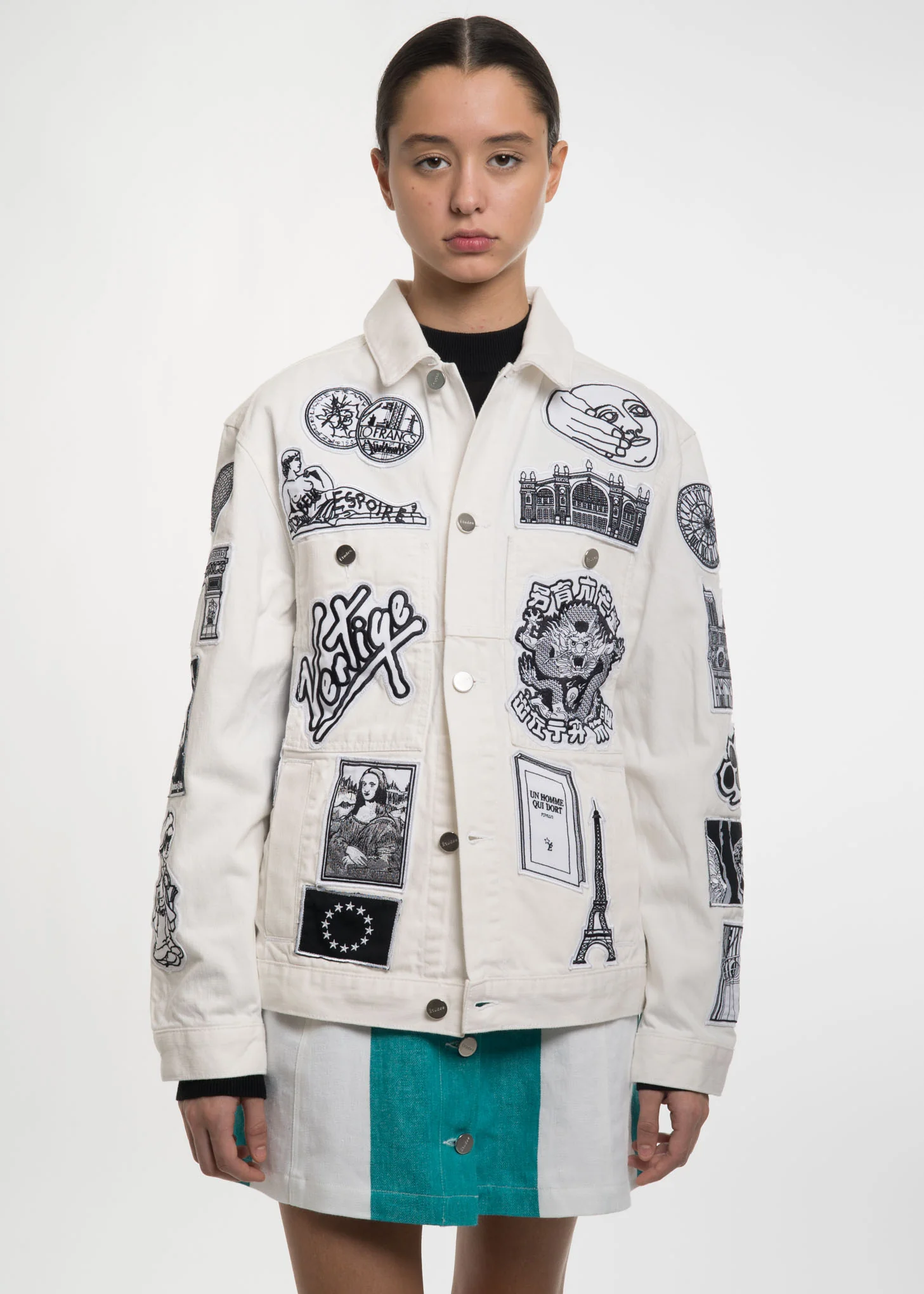 White Guest Patch Denim Jacket - Image 3