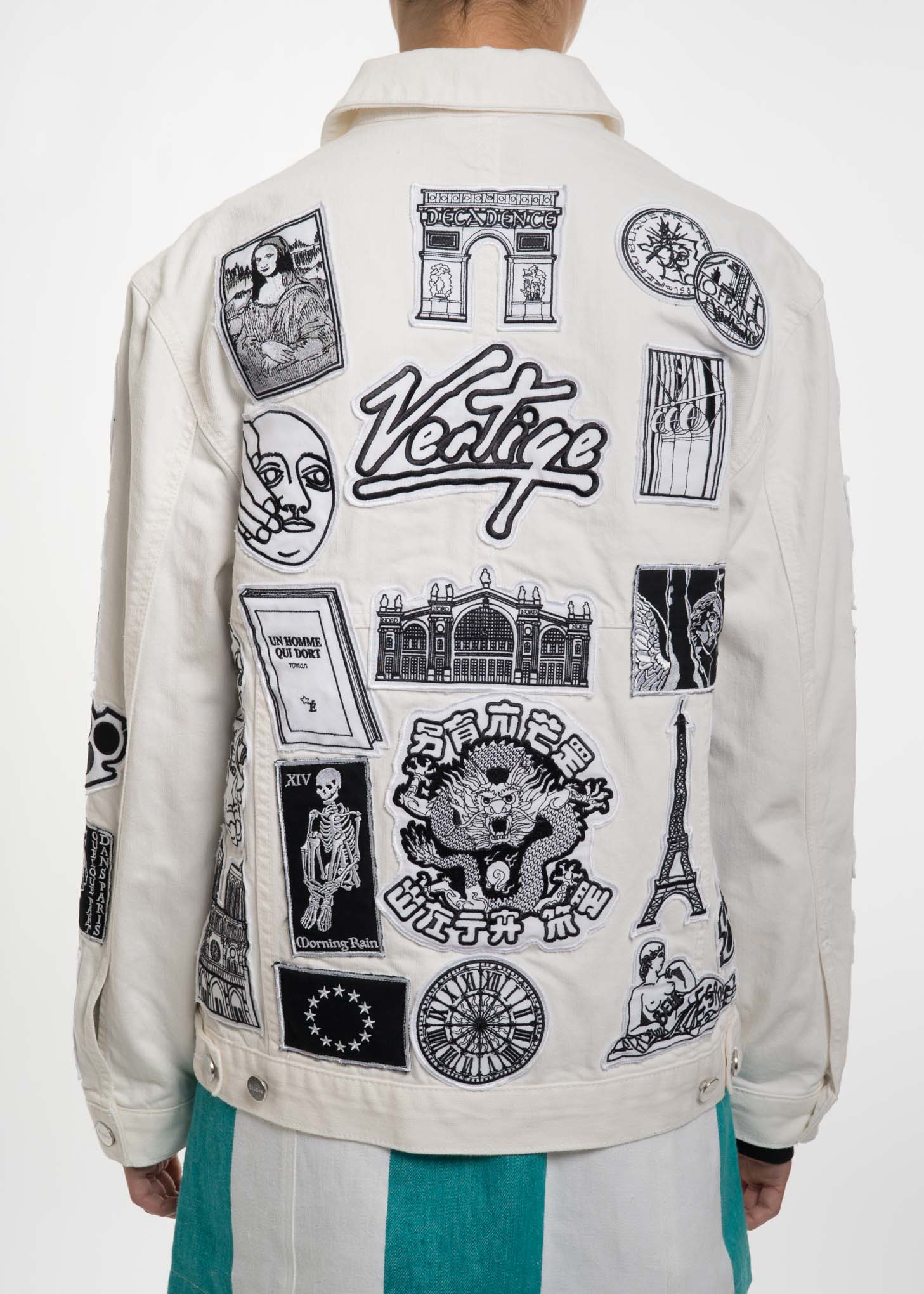 White Guest Patch Denim Jacket - Image 8