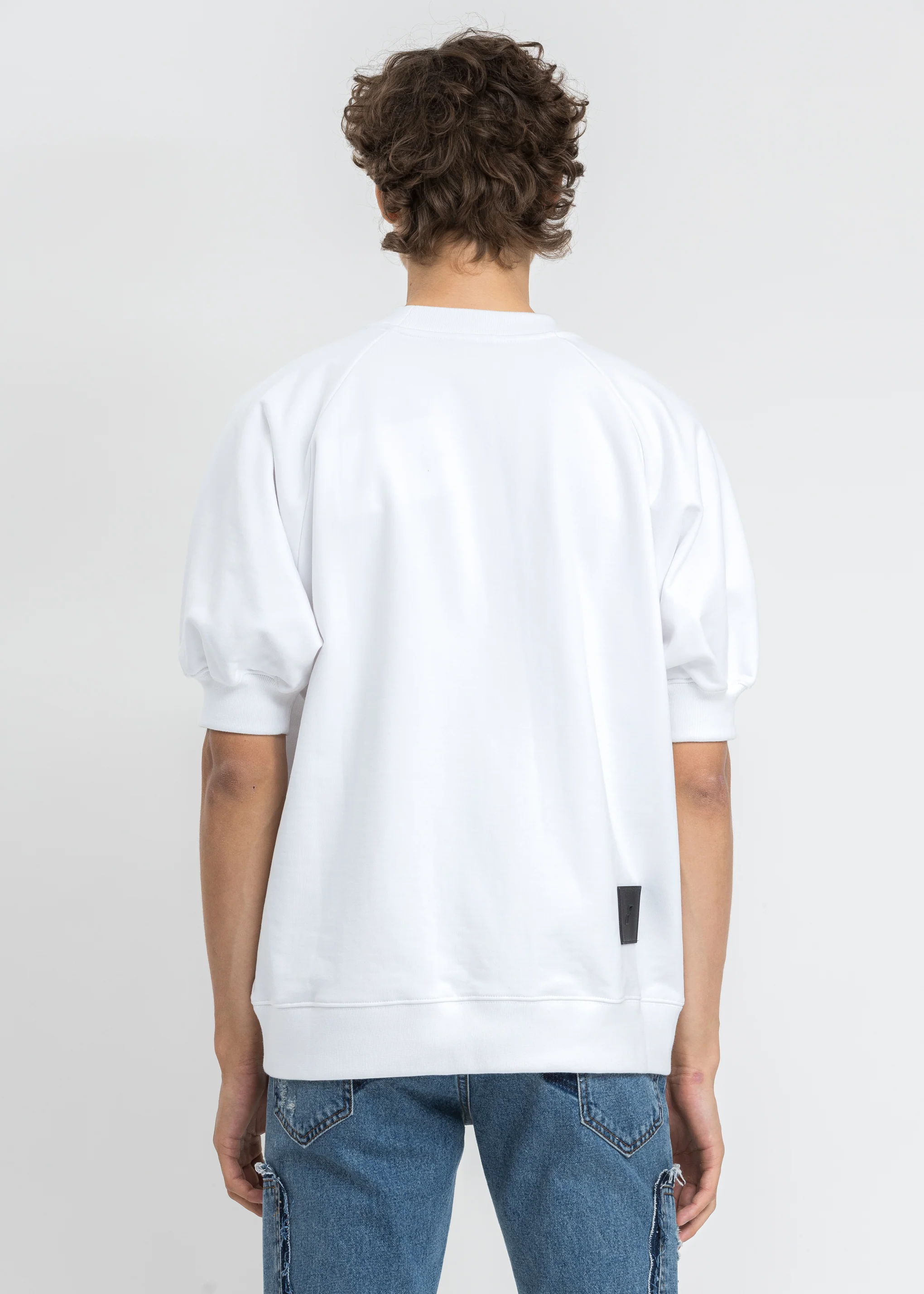 White Half Pocket Raglan Short Sleeve Sweater - Image 4