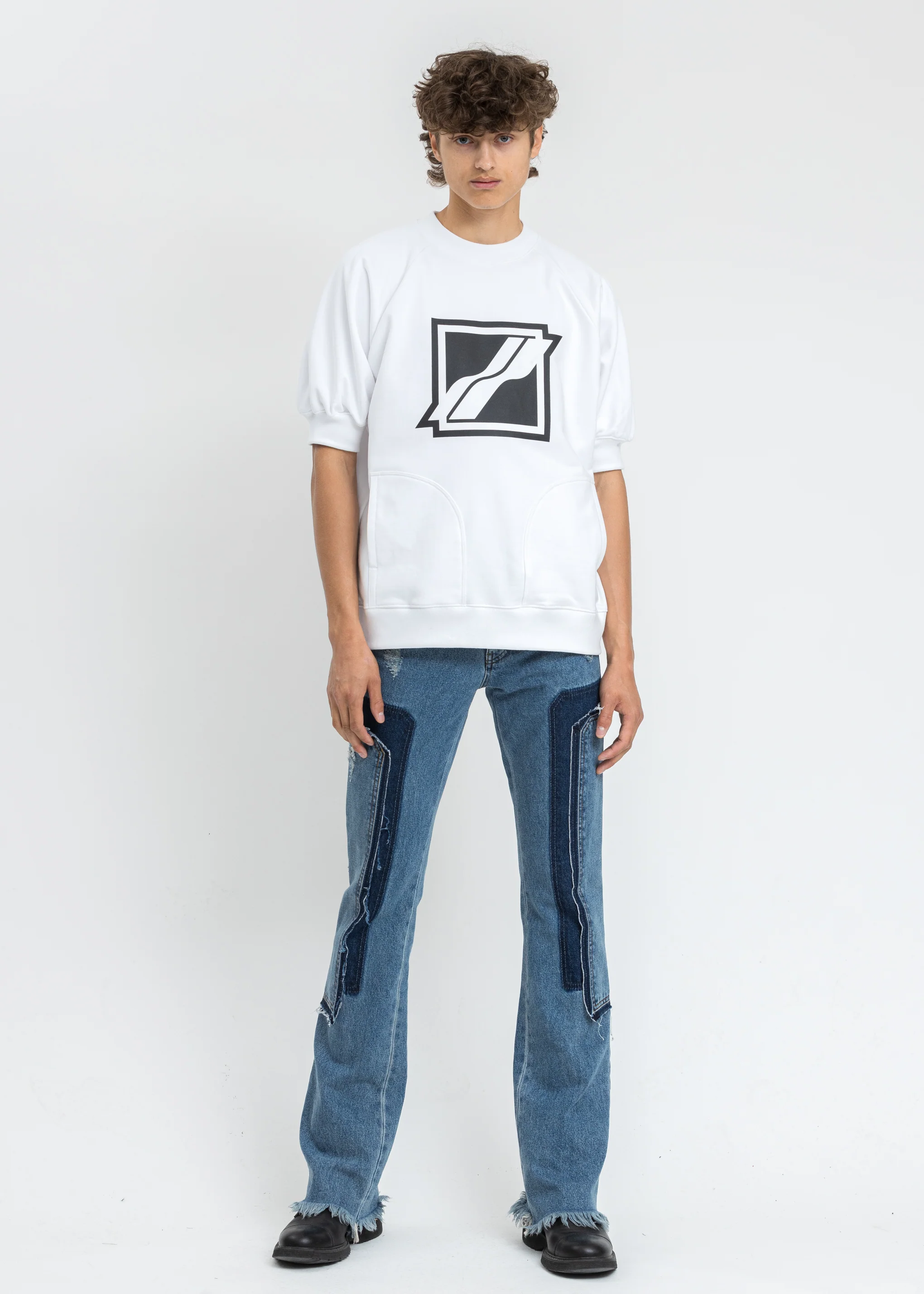 White Half Pocket Raglan Short Sleeve Sweater - Image 5
