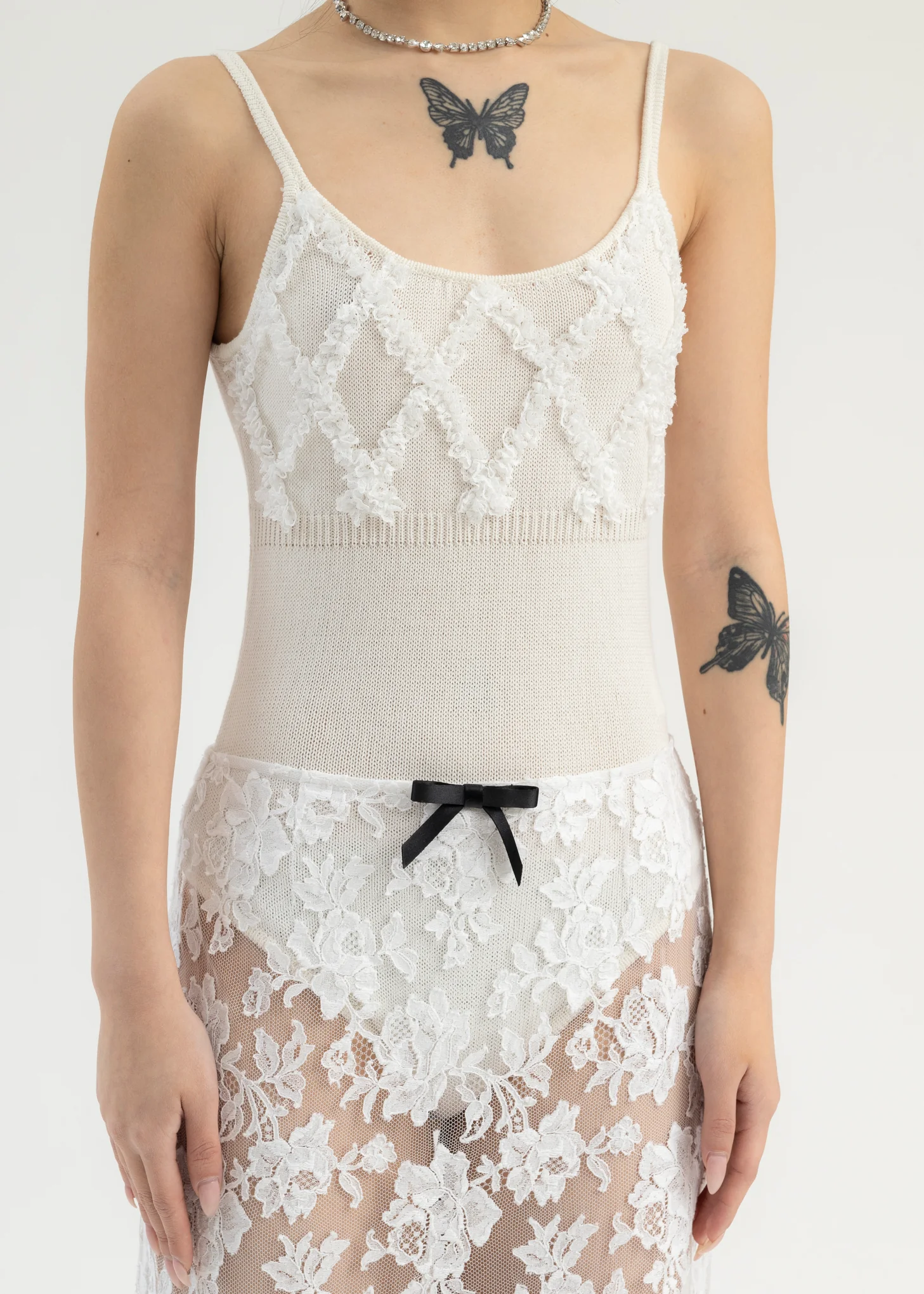 White Halter Knit Jumpsuit - Image 2
