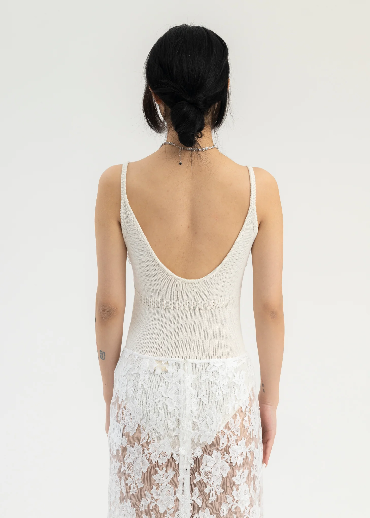 White Halter Knit Jumpsuit - Image 4