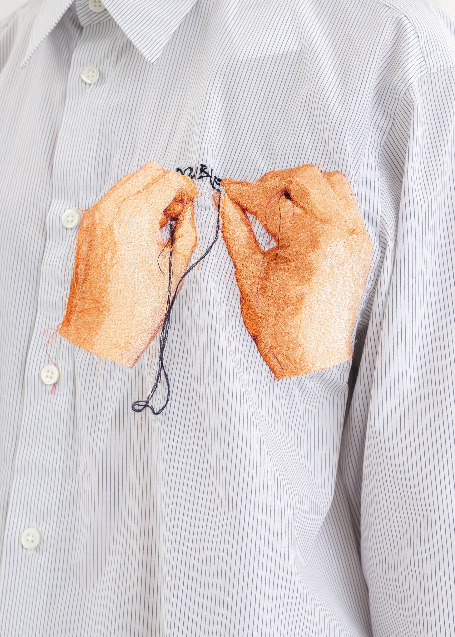 White “HAND-EMBROIDERY” PHOTO STITCH SHIRT - Image 2
