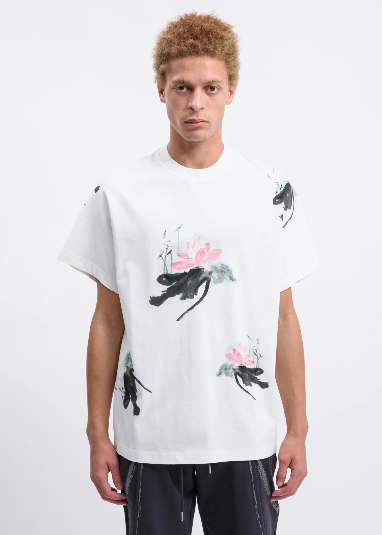 White Hand-Painted Lotus T-Shirt