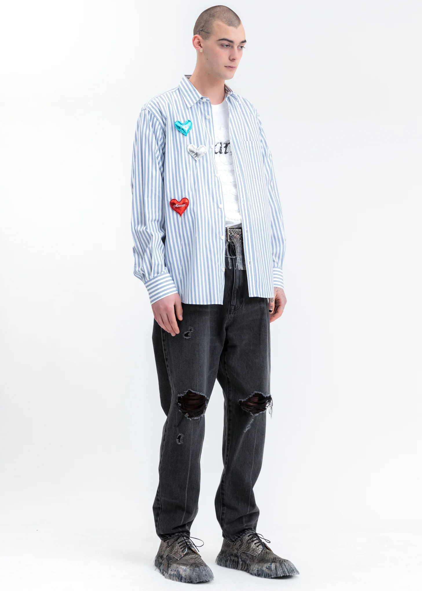 White Happy Balloons Stripe Shirt - Image 5