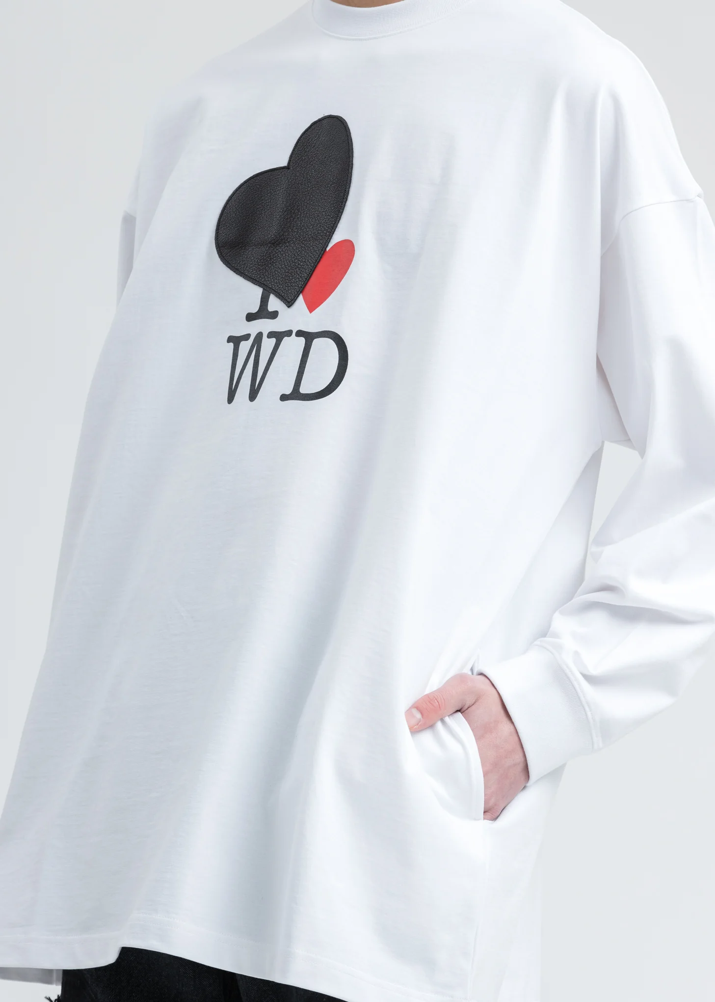White Heart Patch 'I Love WD' Long Sleeve Shirt - Image 2