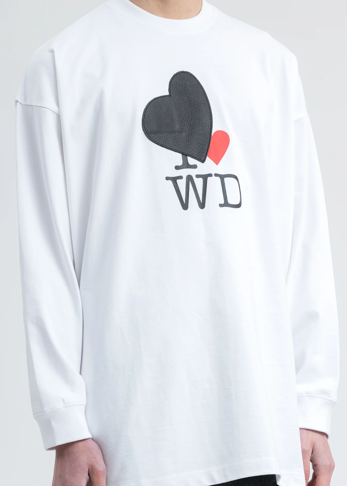 White Heart Patch 'I Love WD' Long Sleeve Shirt - Image 6