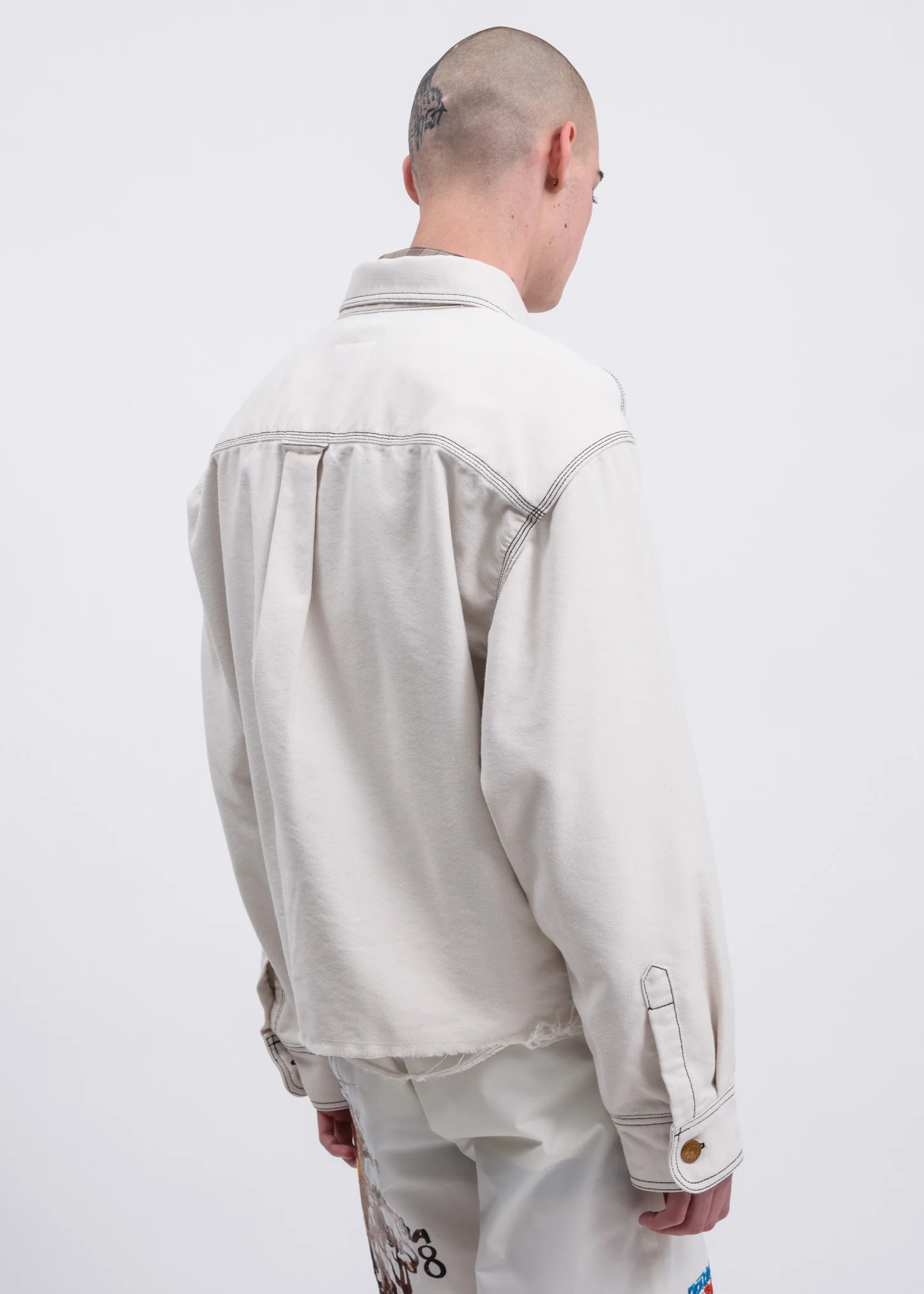 White Heavy Twill Cut Off Jacket - Image 2