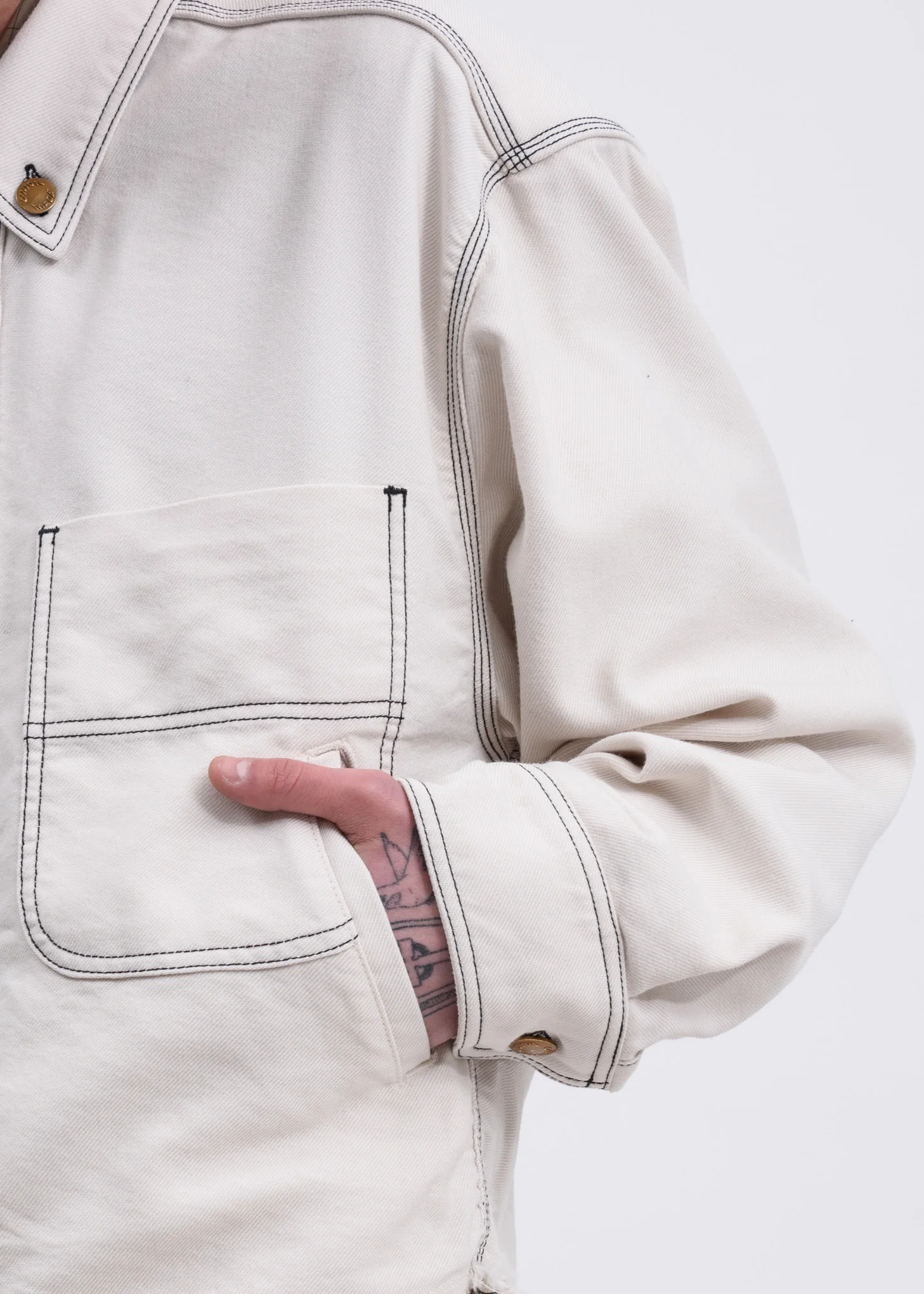 White Heavy Twill Cut Off Jacket - Image 4