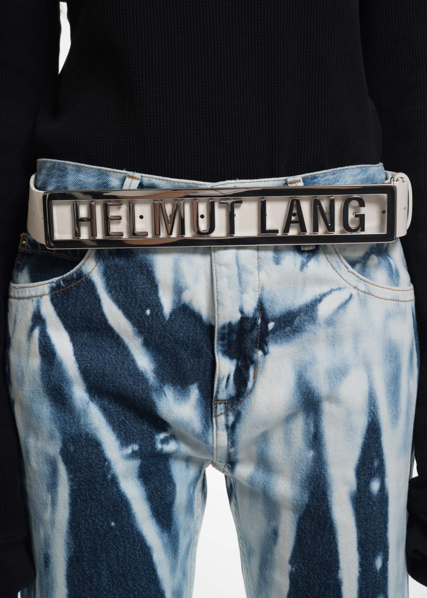 White Helmut Lang Name Plate Belt - Image 3