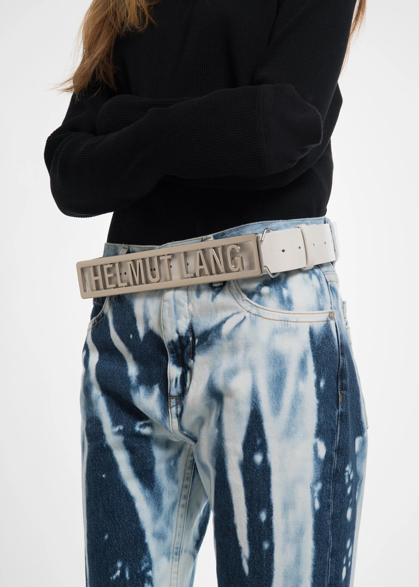 White Helmut Lang Name Plate Belt - Image 4