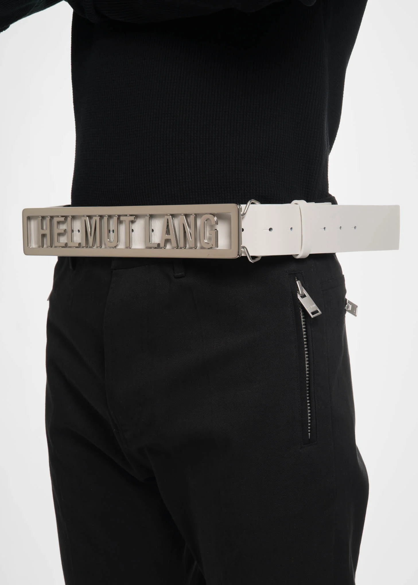 White Helmut Lang Name Plate Belt - Image 3