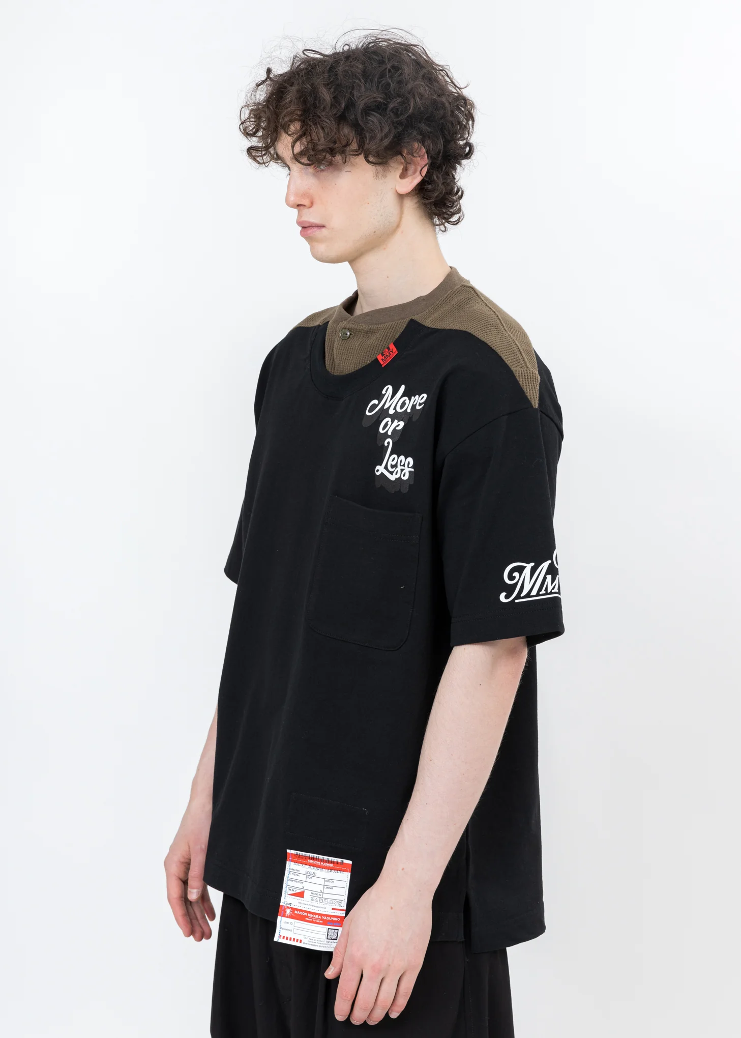 Black Henly Neck Docking T-shirt - Image 3