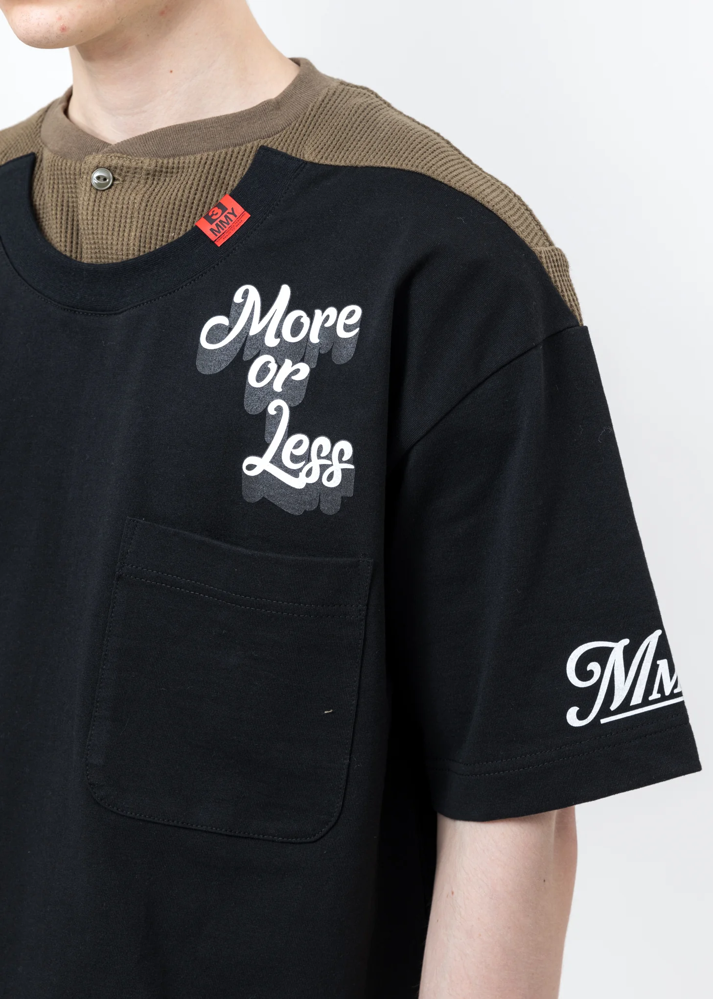 Black Henly Neck Docking T-shirt - Image 4