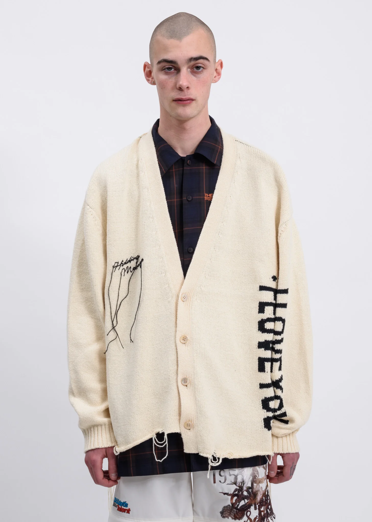 White  Hidden Message Cardigan