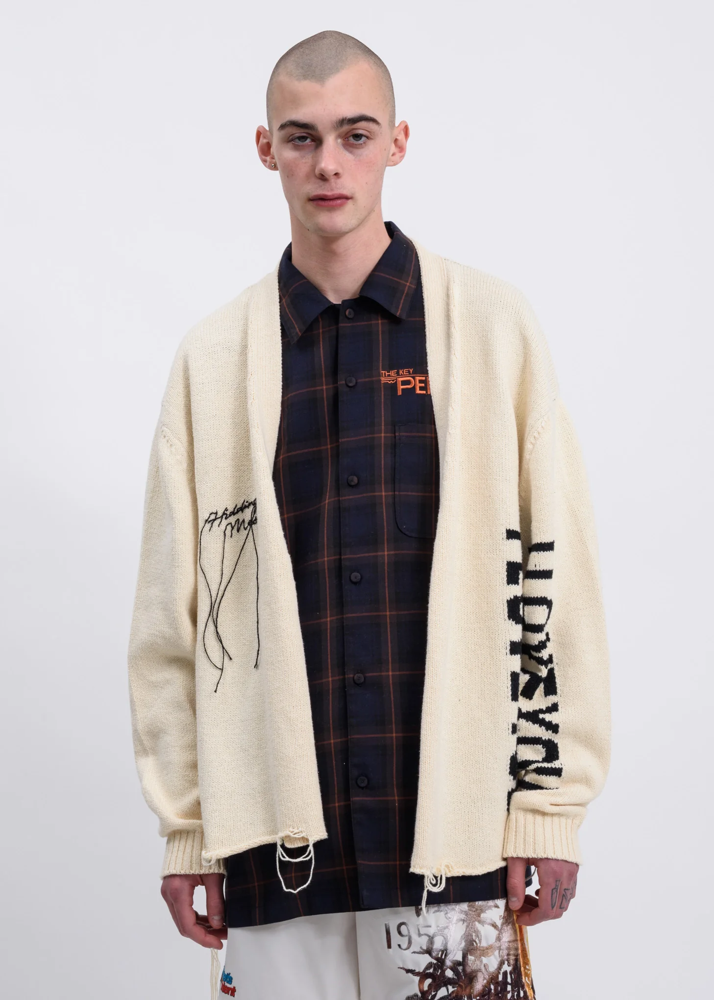 White  Hidden Message Cardigan - Image 4
