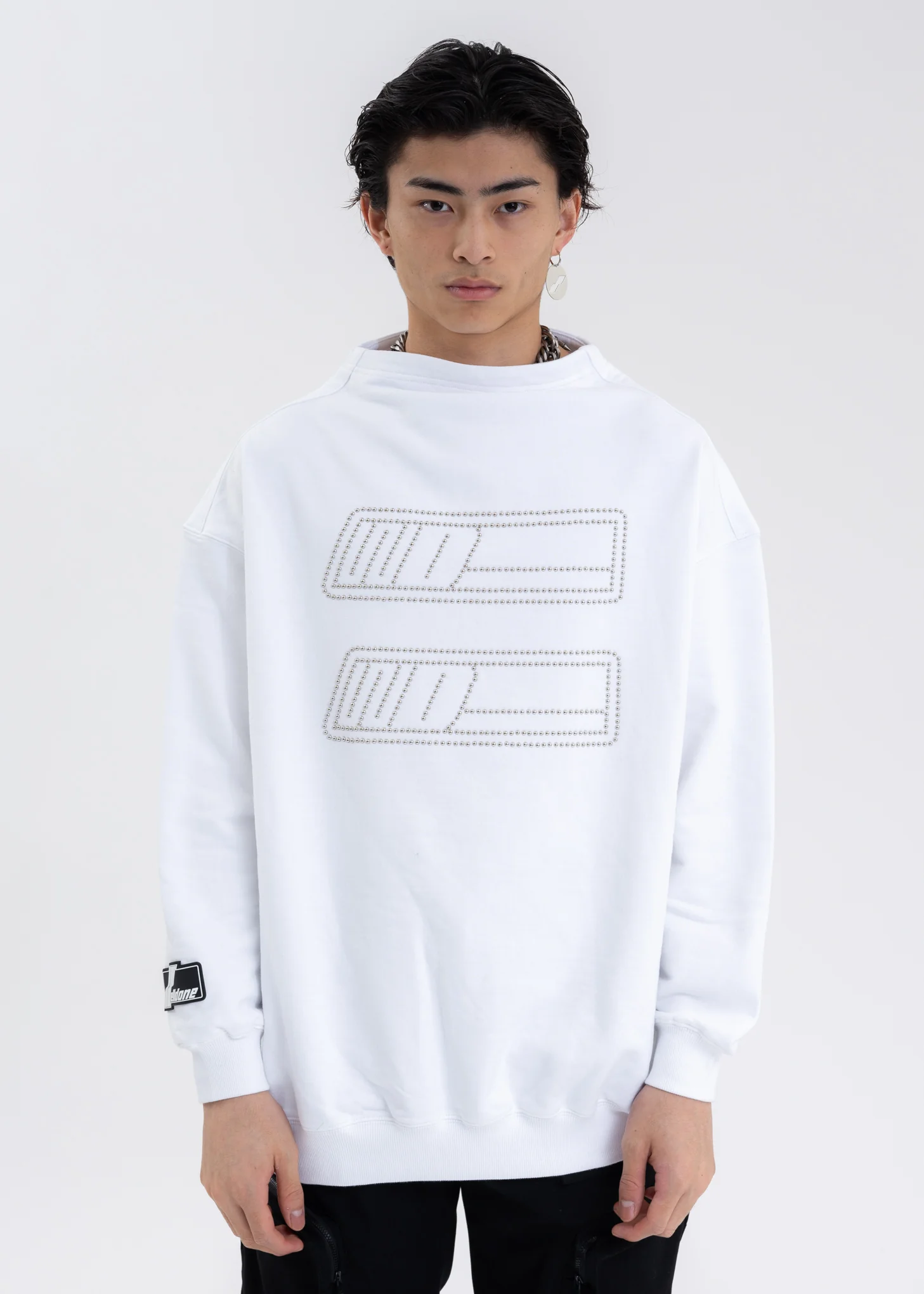 WHITE HIGH BOAT-NECK SWEATSHIRT