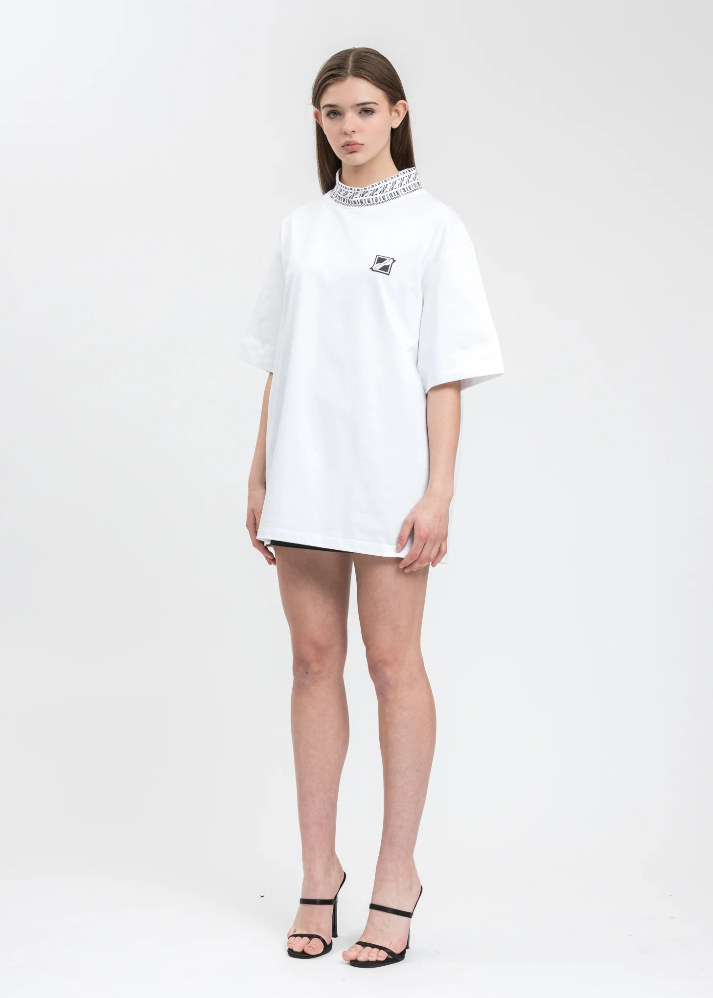 White High Neck Logo 1/2 T-Shirt - Image 5