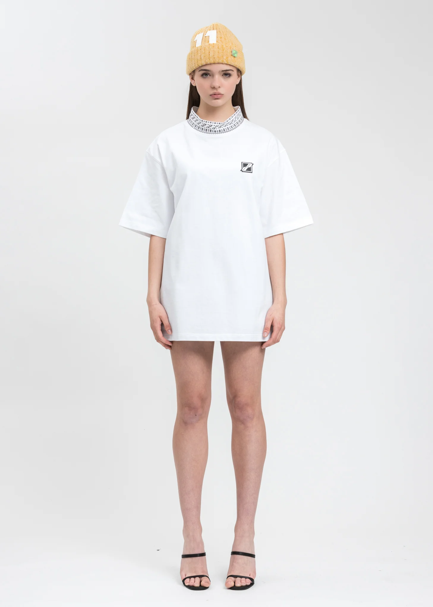 White High Neck Logo 1/2 T-Shirt - Image 6