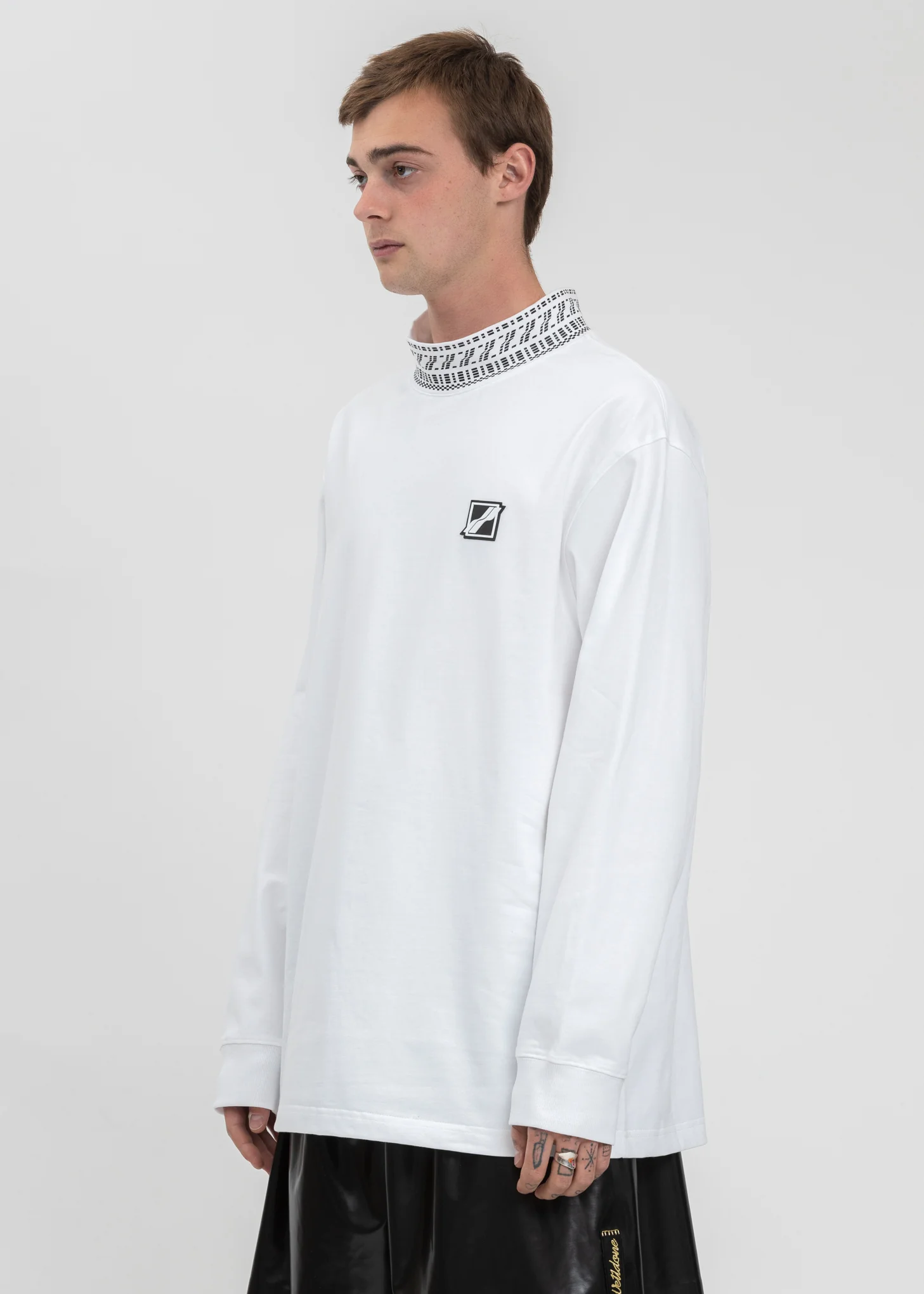 White High Neck Logo Long Sleeves - Image 3