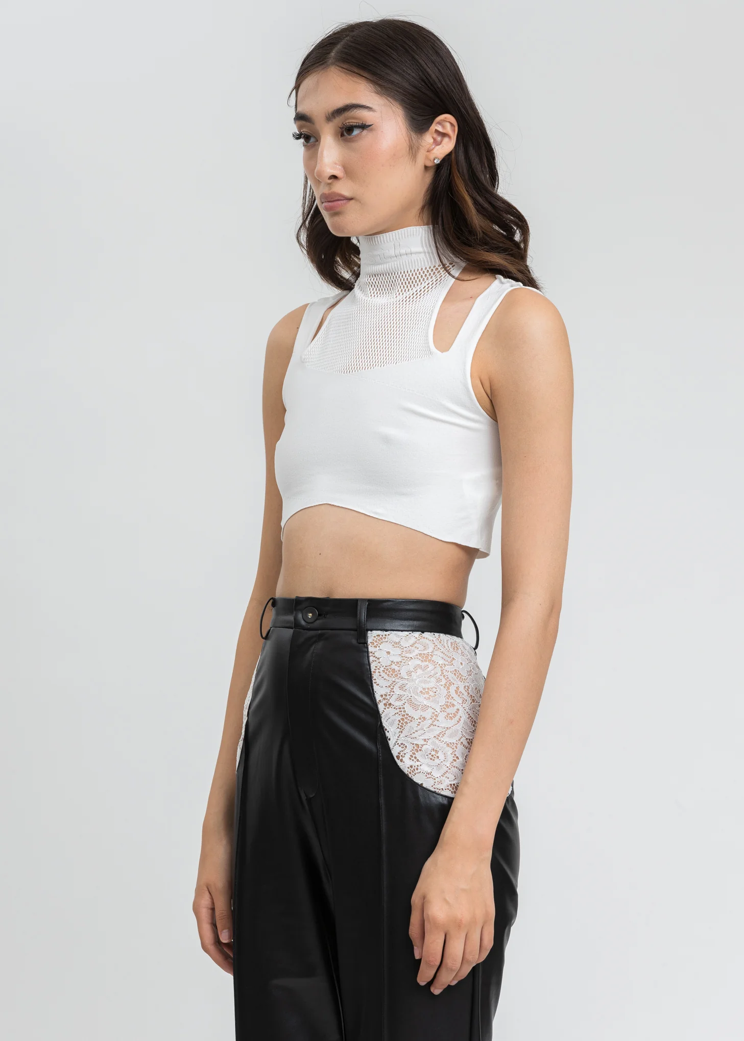 White High Neck See Thought Tank Top - Image 3