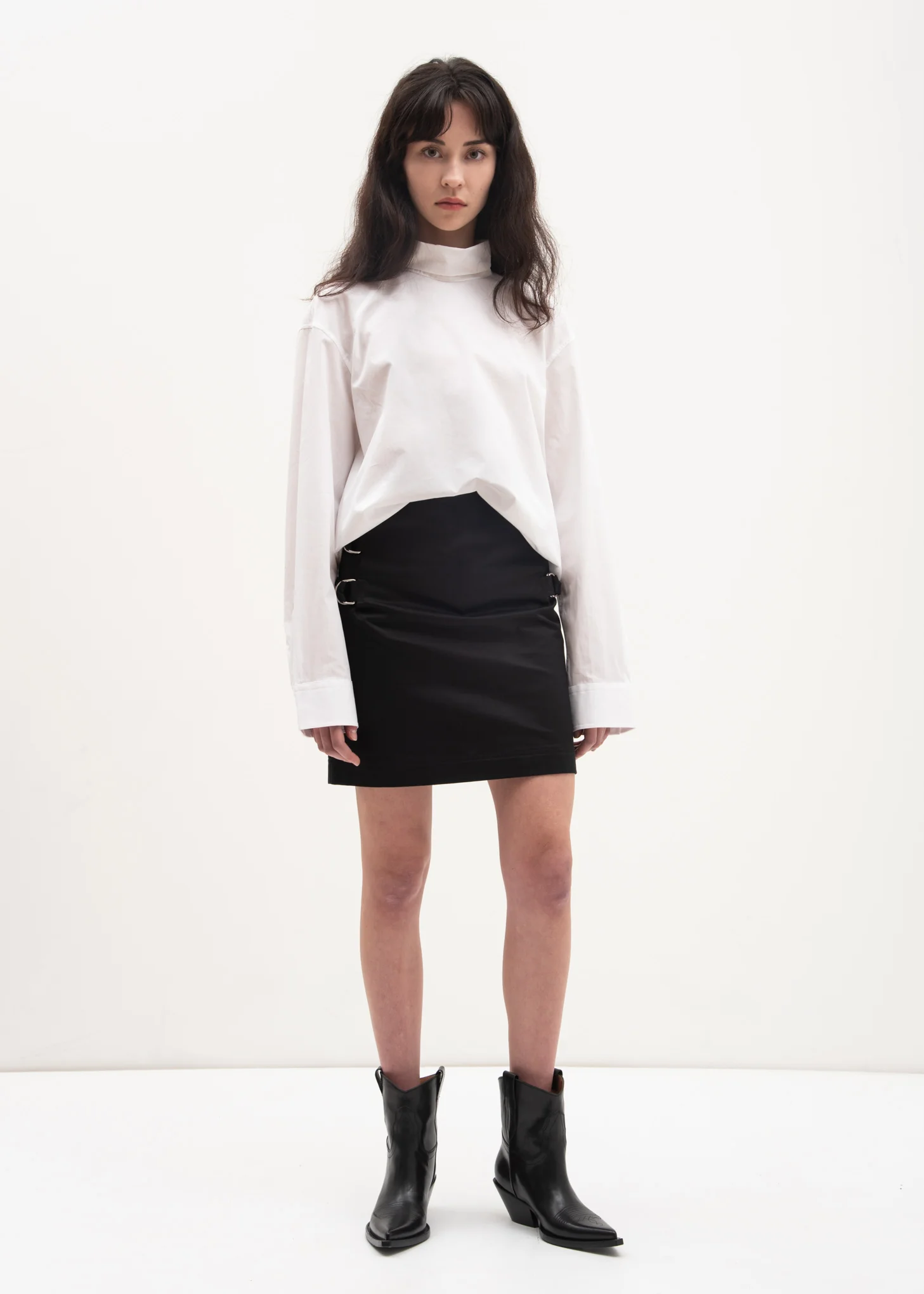 White High Neck Utilitarian Shirt - Image 2