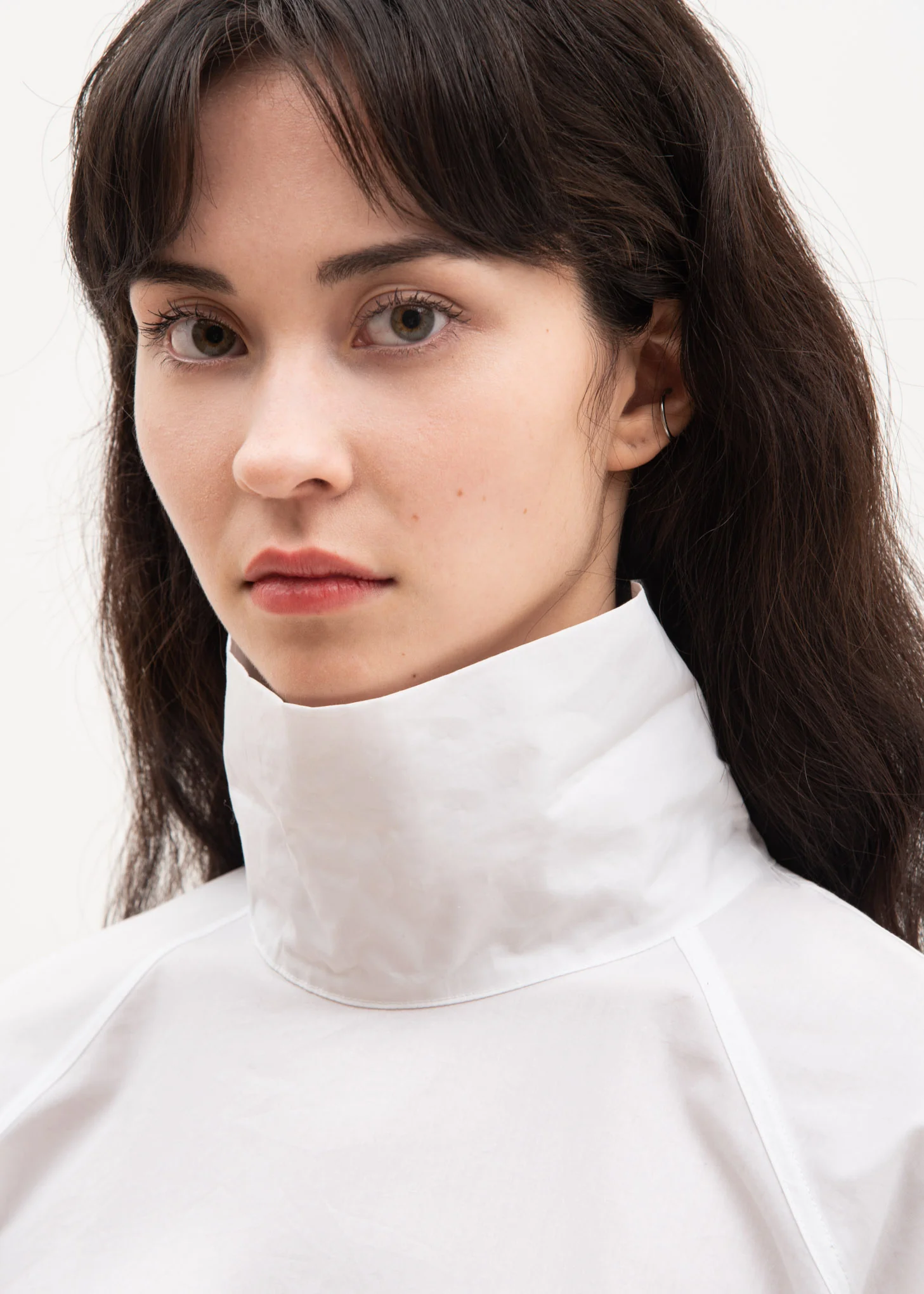 White High Neck Utilitarian Shirt - Image 3