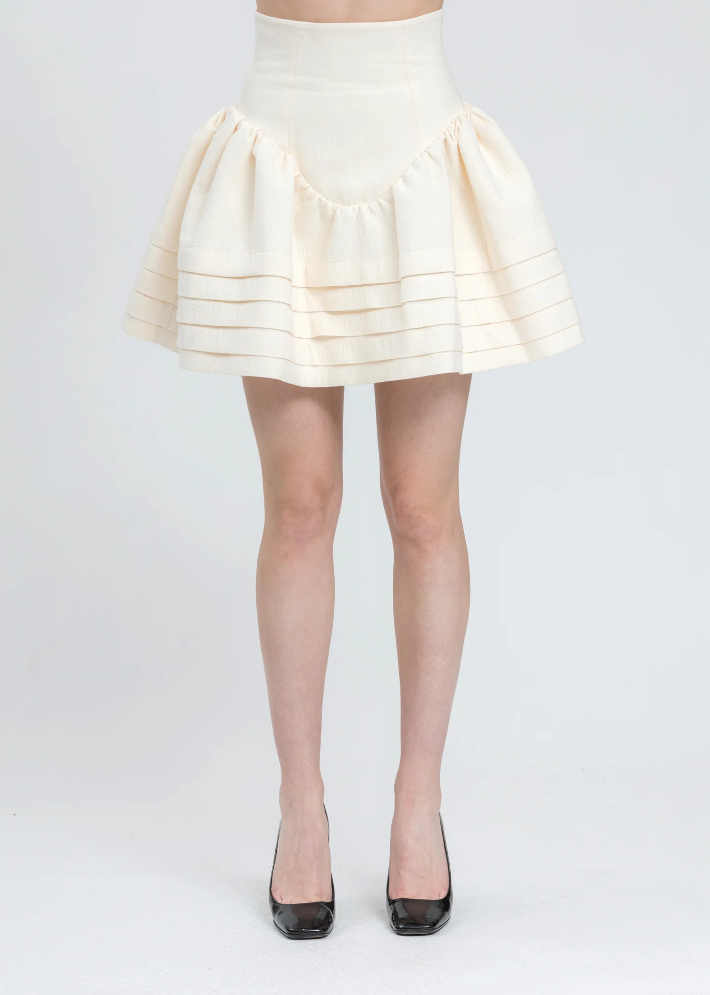 White High Waist Ruffle Skirt