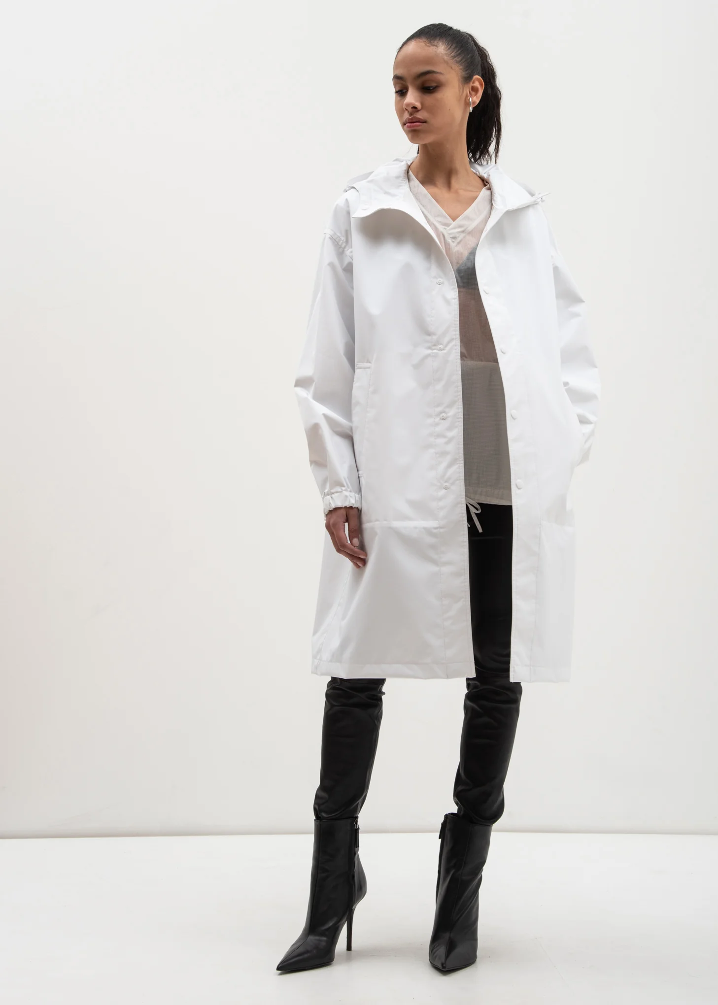 White Hooded Raincoat (Special Project) - Image 3