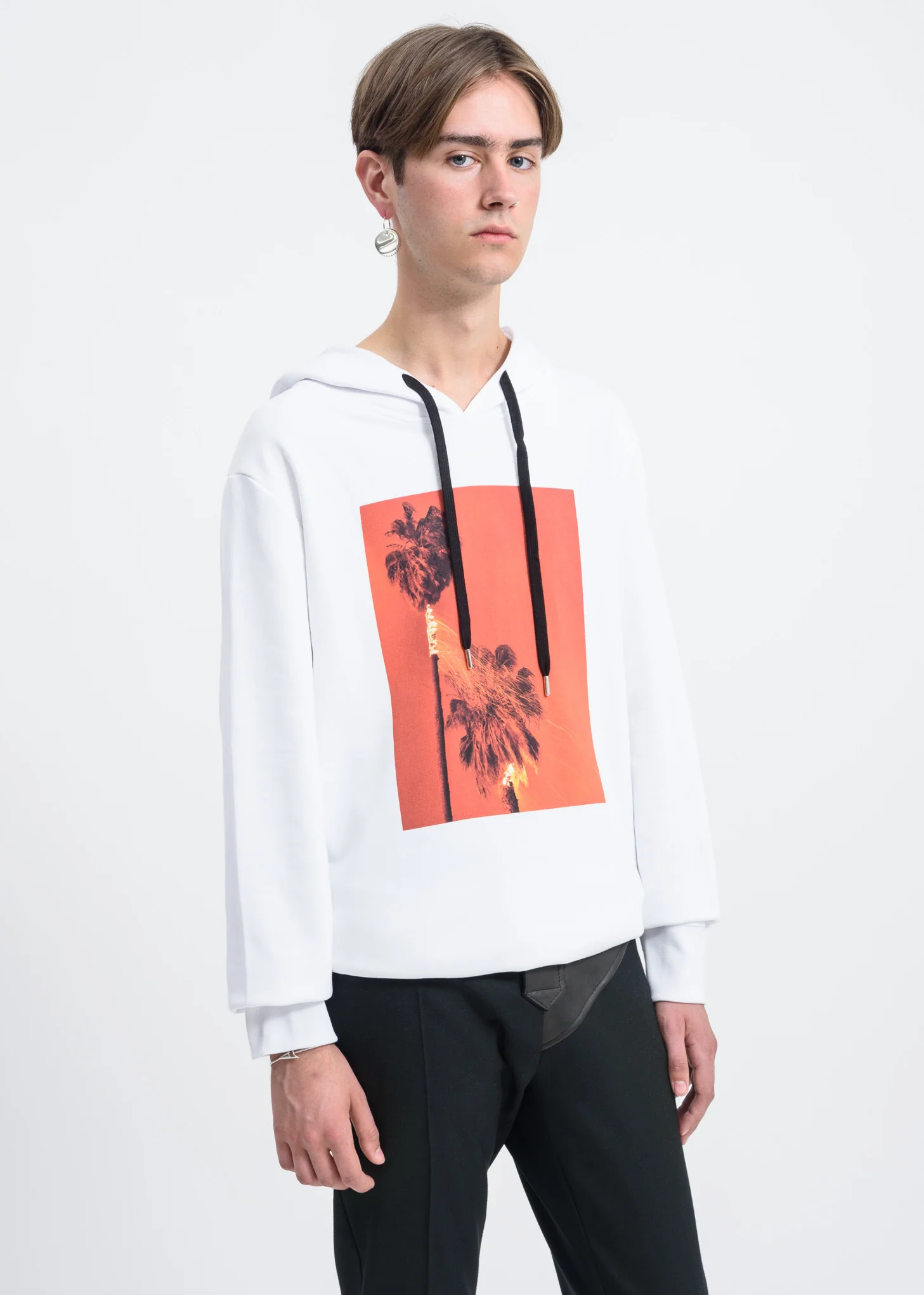 White Hoodie w/ Burning Print - Image 4