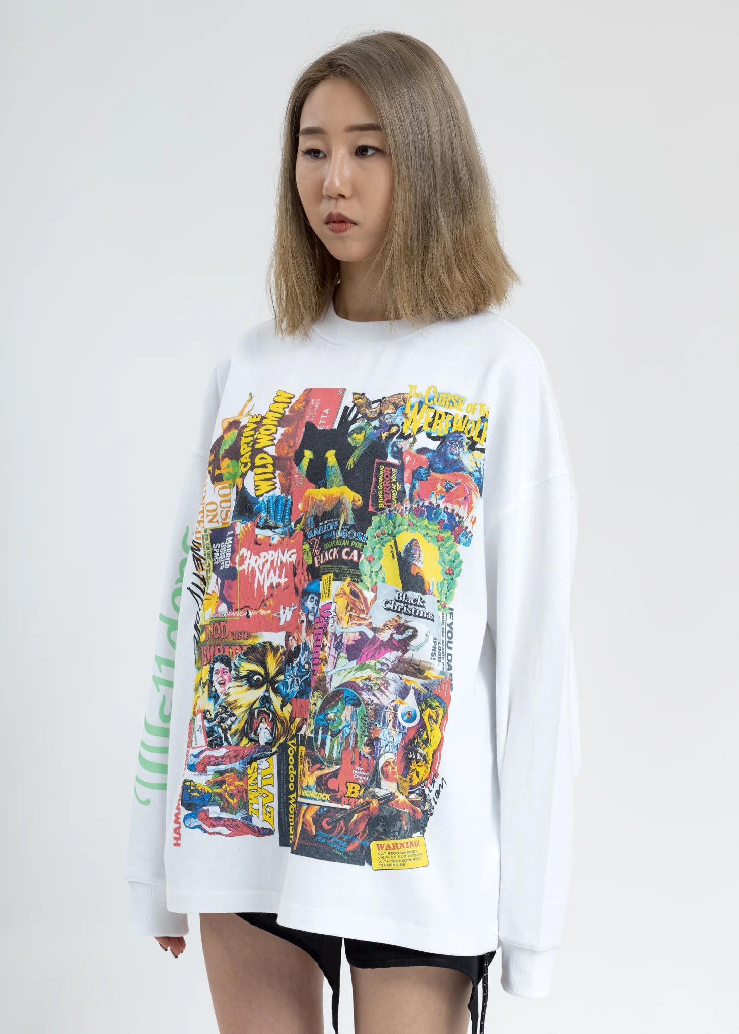 White Horror Collage Long Sleeves - Image 3
