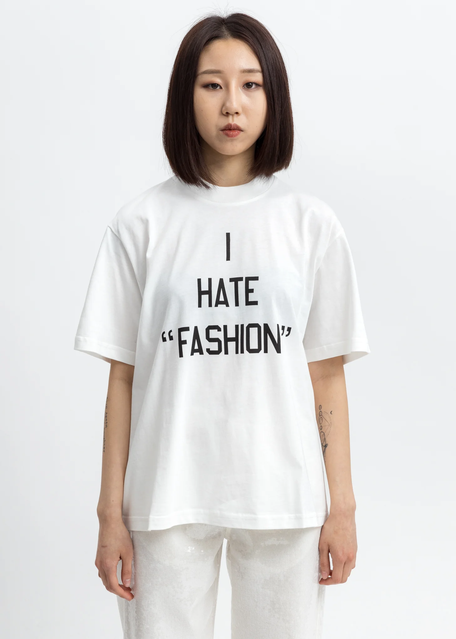 White I HATE FASHION T-Shirt