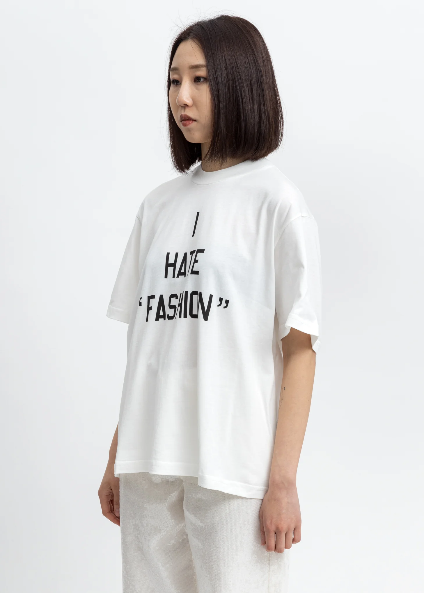 White I HATE FASHION T-Shirt - Image 2
